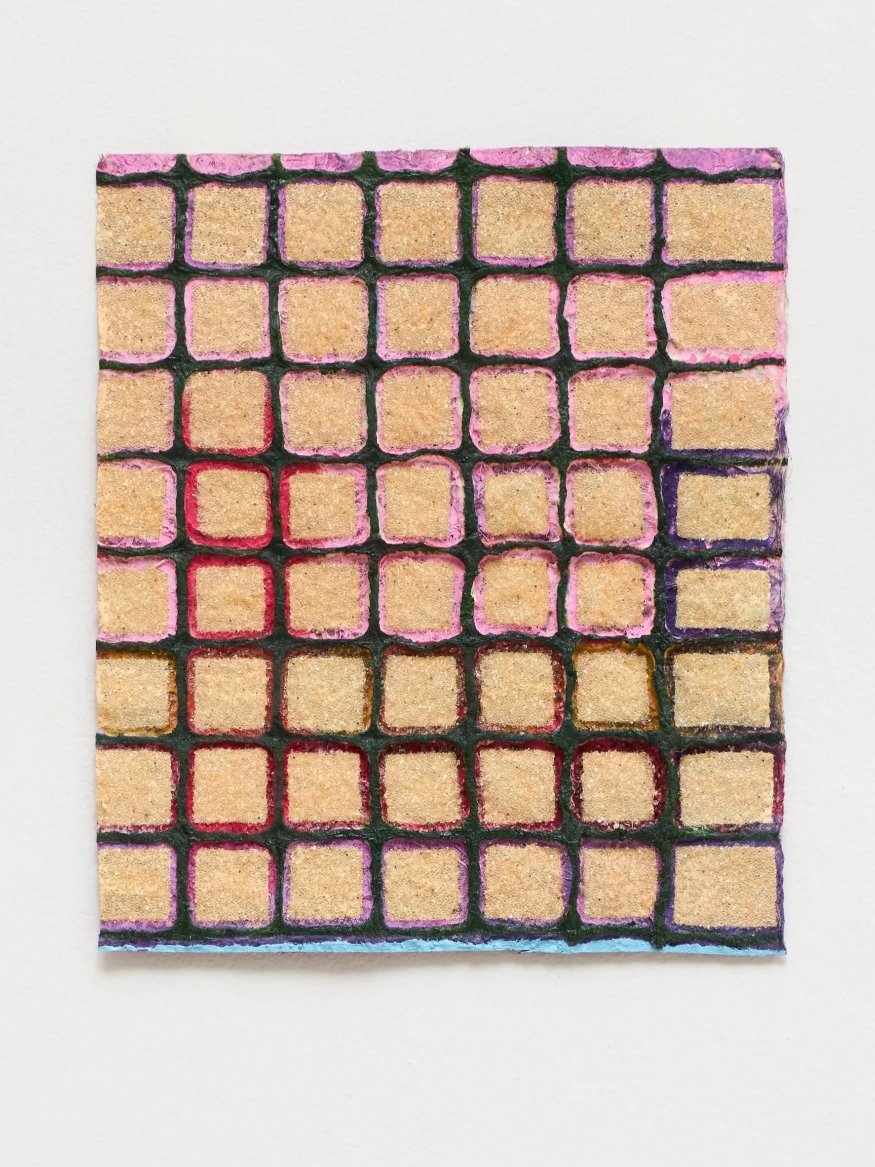 Inflorescence no. 04, 2026, watercolor, oil and glass beads on pressed paper, 8 1/2 x 7 1/2 inches