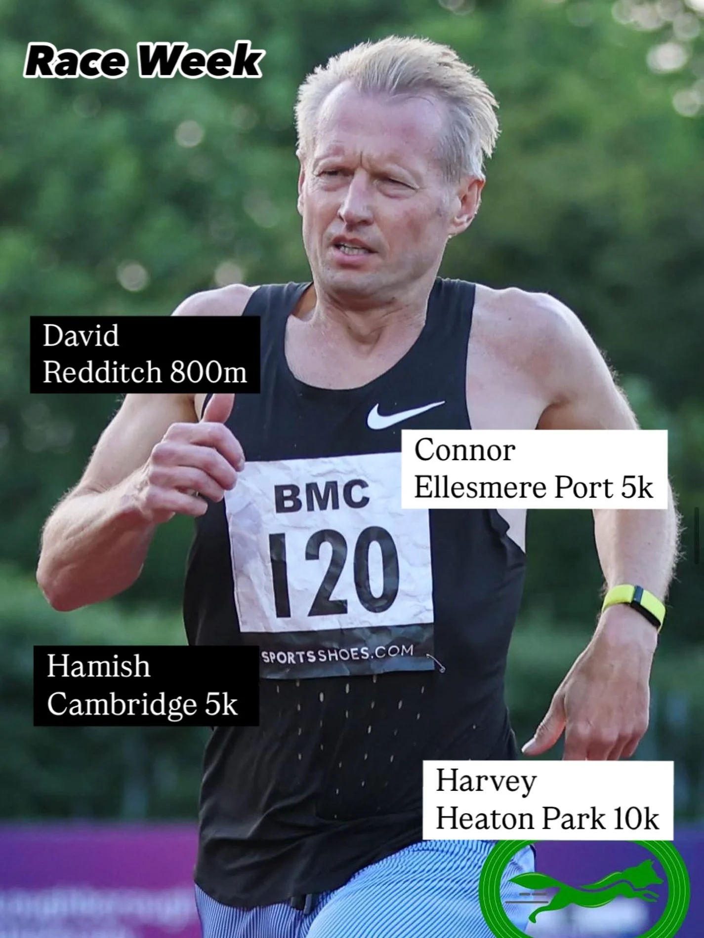 Busy weeks keep on coming for our athletes with plenty racing this week! 🏃🏼&zwj;♂️&zwj;➡️

First up tonight, Harvey is racing over 10k at Heaton Park &amp; Connor in the 5k at Ellesmere Port 💪🏻

Followed up by Hamish going over 5k tomorrow night 