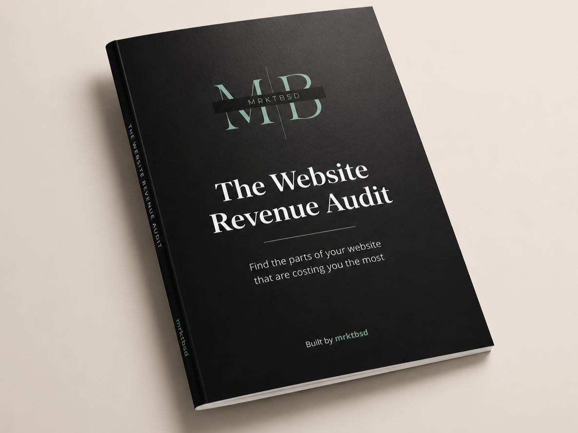 an image of The Website Revenue Audit book in soft cover by mrktbsd