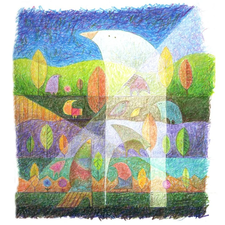 "Layers" coloured pencil