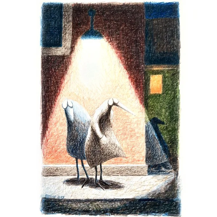"Night Scene" coloured pencil