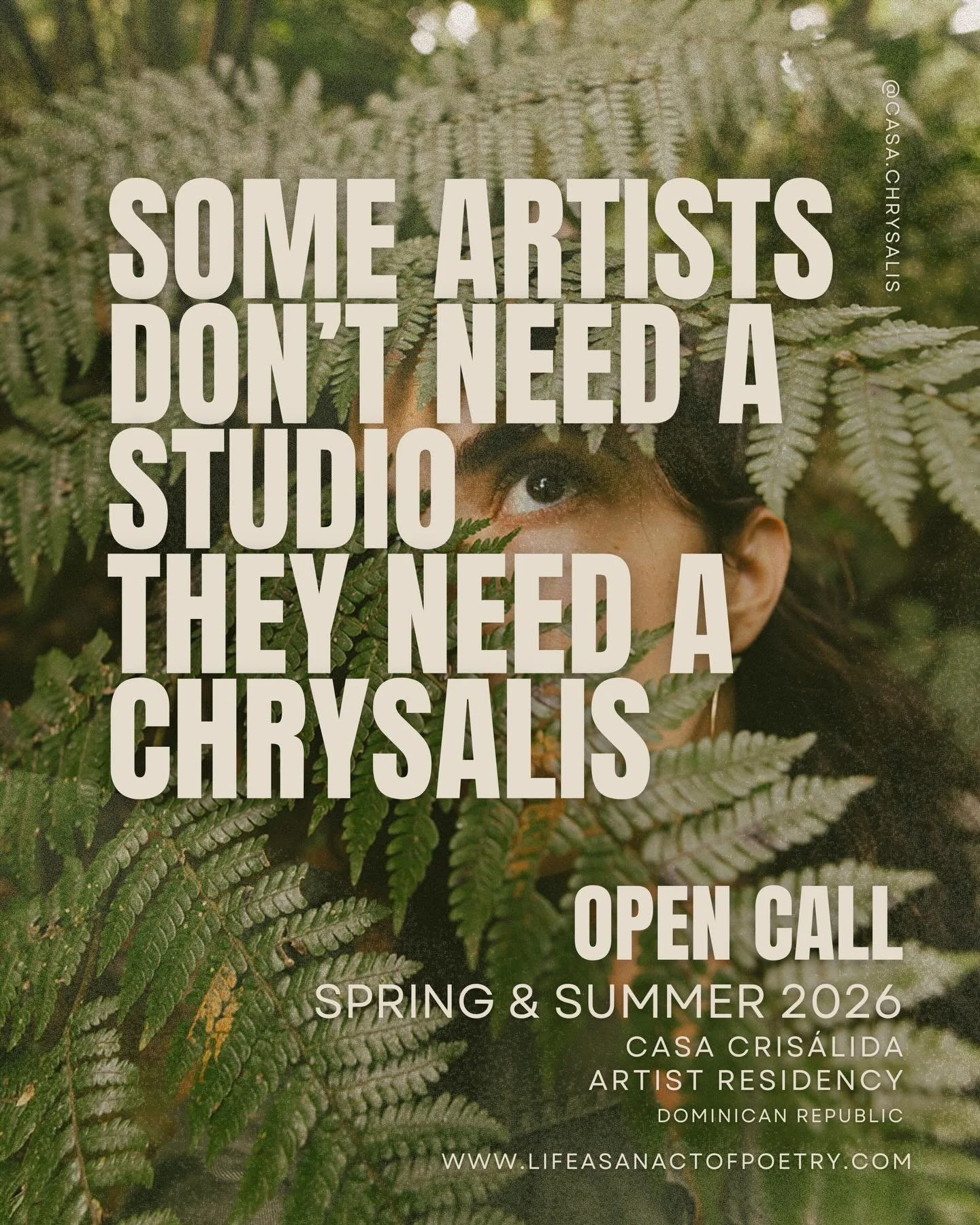 Calling all creatives!
this is your invitation
the doors are open

OPEN CALL &mdash; Casa Cris&aacute;lida (April-September 2026)
an invitation to enter casa cris&aacute;lida&mdash; a living, collective chrysalis for incubation, creation and transfor