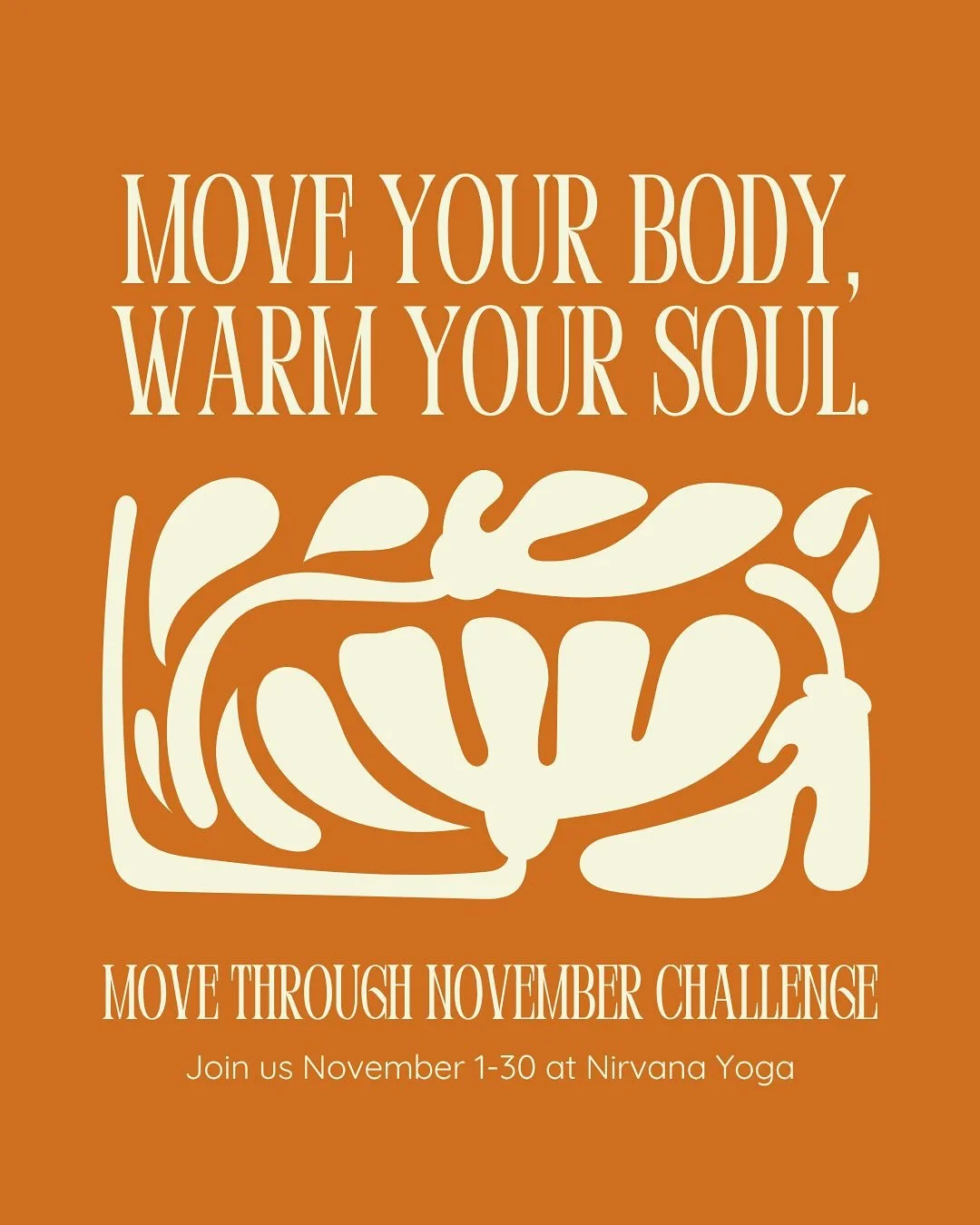 Move your body and warm your soul 🧡 We know it’s tempting to hibernate this time of year, so we’re making it fun to stay moving!
Join our Move Through November Challenge 🍂 Come to class as often as you can to keep your mind and body ha