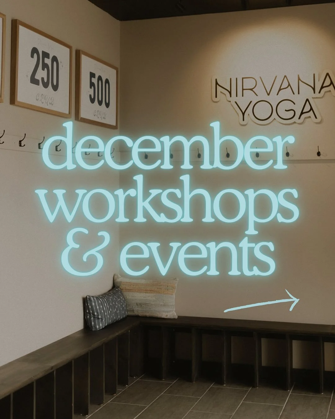 Commit to YOU this season 🌲❄️ There&rsquo;s a lot of goodness happening at Nirvana this month, including:

💆yin + mini massage
💫prenatal yoga
💤slow flow + yoga nidra
💪mat pilates pop-ups
❄️little yogis
☁️108 sun salutations
🌻soundtrack flow: in