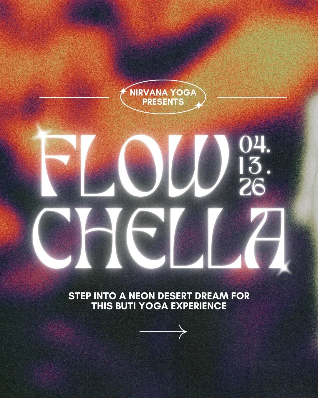 FLOWCHELLA BUTI YOGA 🌵🌸✨
MON, APRIL 13 @ 6PM

A neon desert escape&hellip; without leaving town 🏜️✨ Drop into your body through rhythm, movement, and sound in this Coachella-inspired Buti Yoga experience. Expect high energy, glowing lights, and a 
