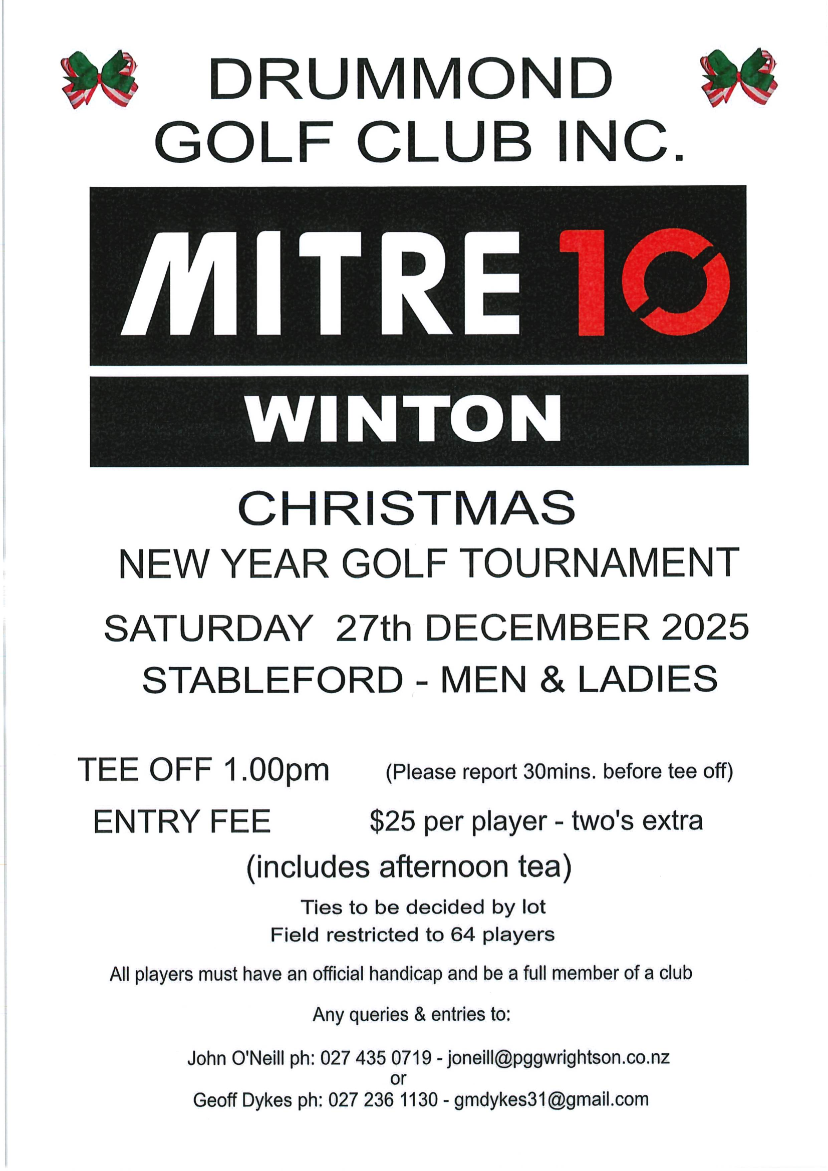 Drummond Mitre 10 Christmas New Year Tournament
