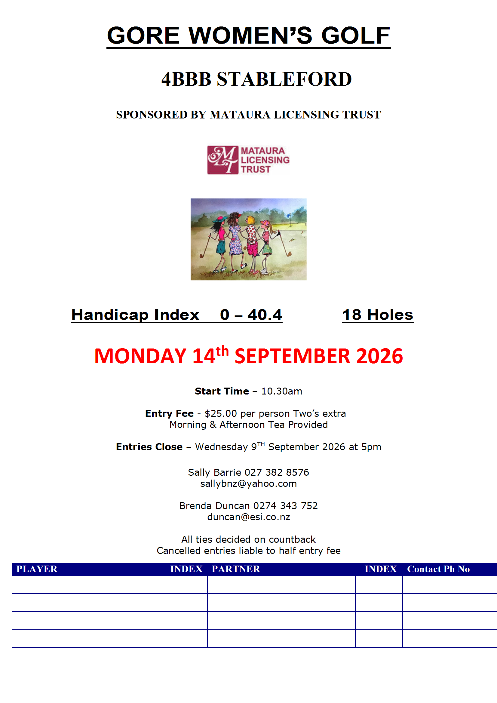 Gore Women's Golf 4BBB Stableford