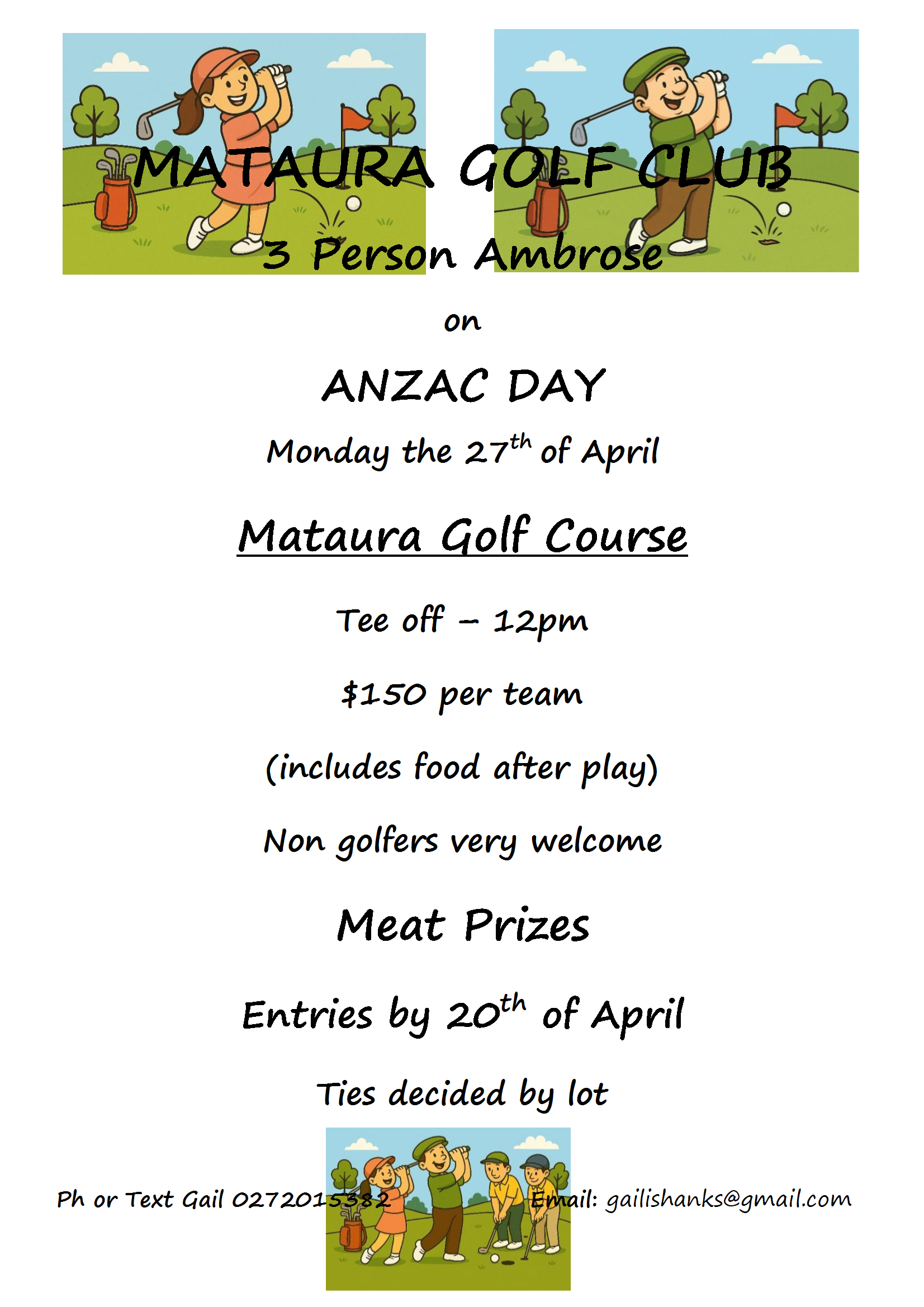 Mataura Golf Club 3 Person Ambrose Anzac