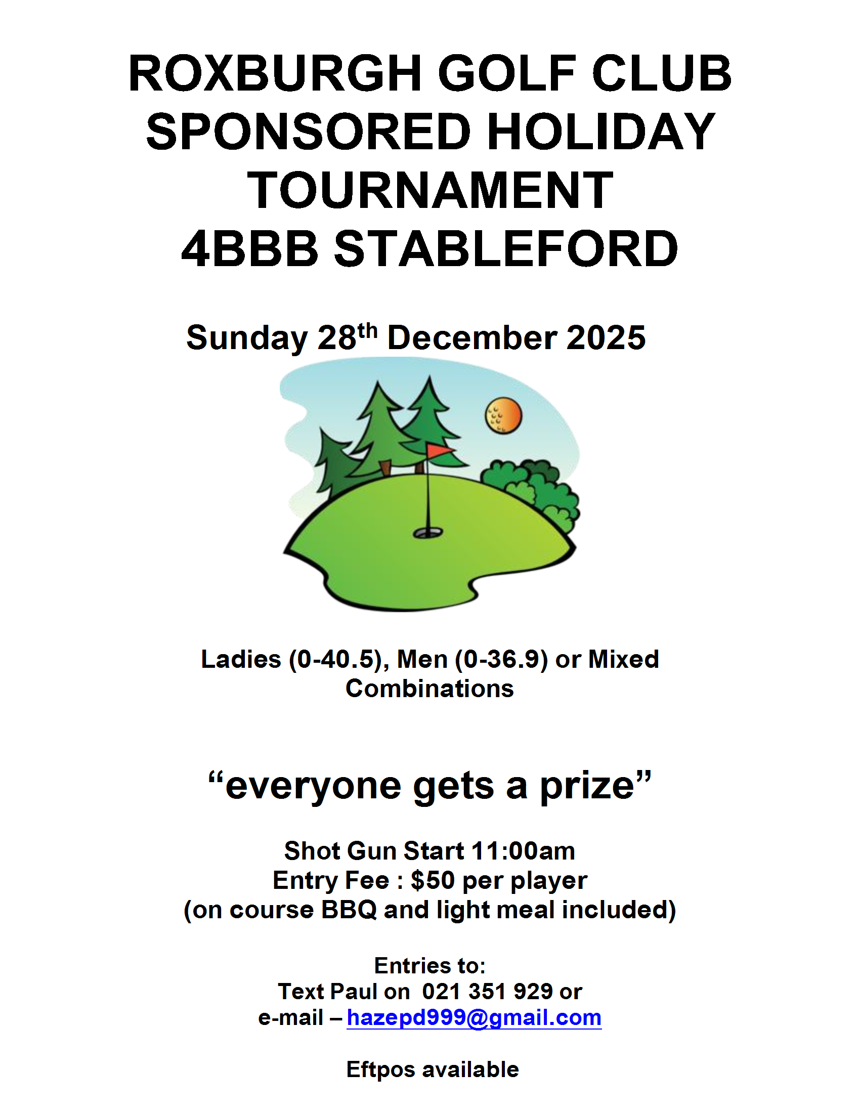 Roxburgh Golf Club Sponsored Holiday Tournament