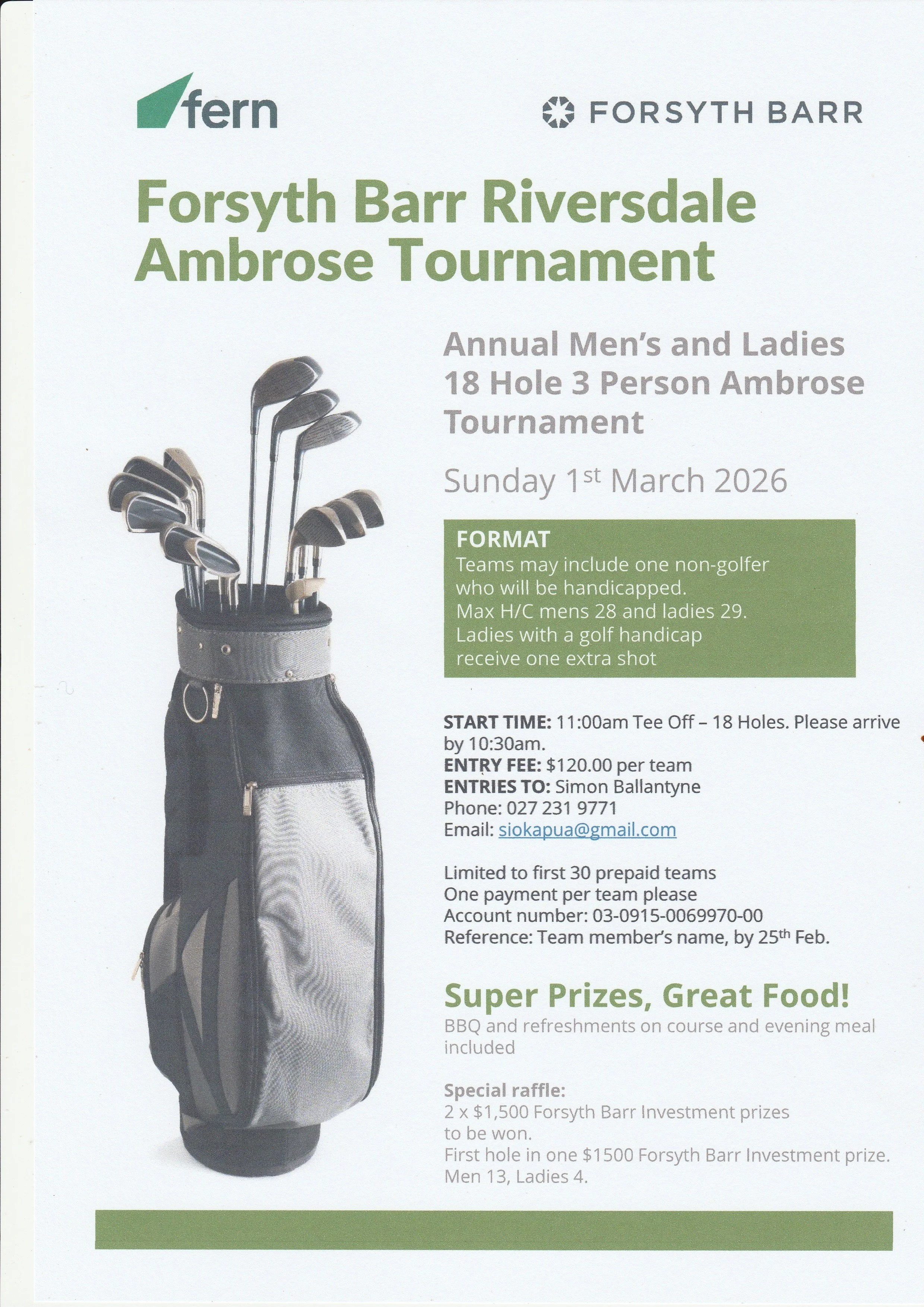 Forsyth Barr Riversdale Ambrose Tournament