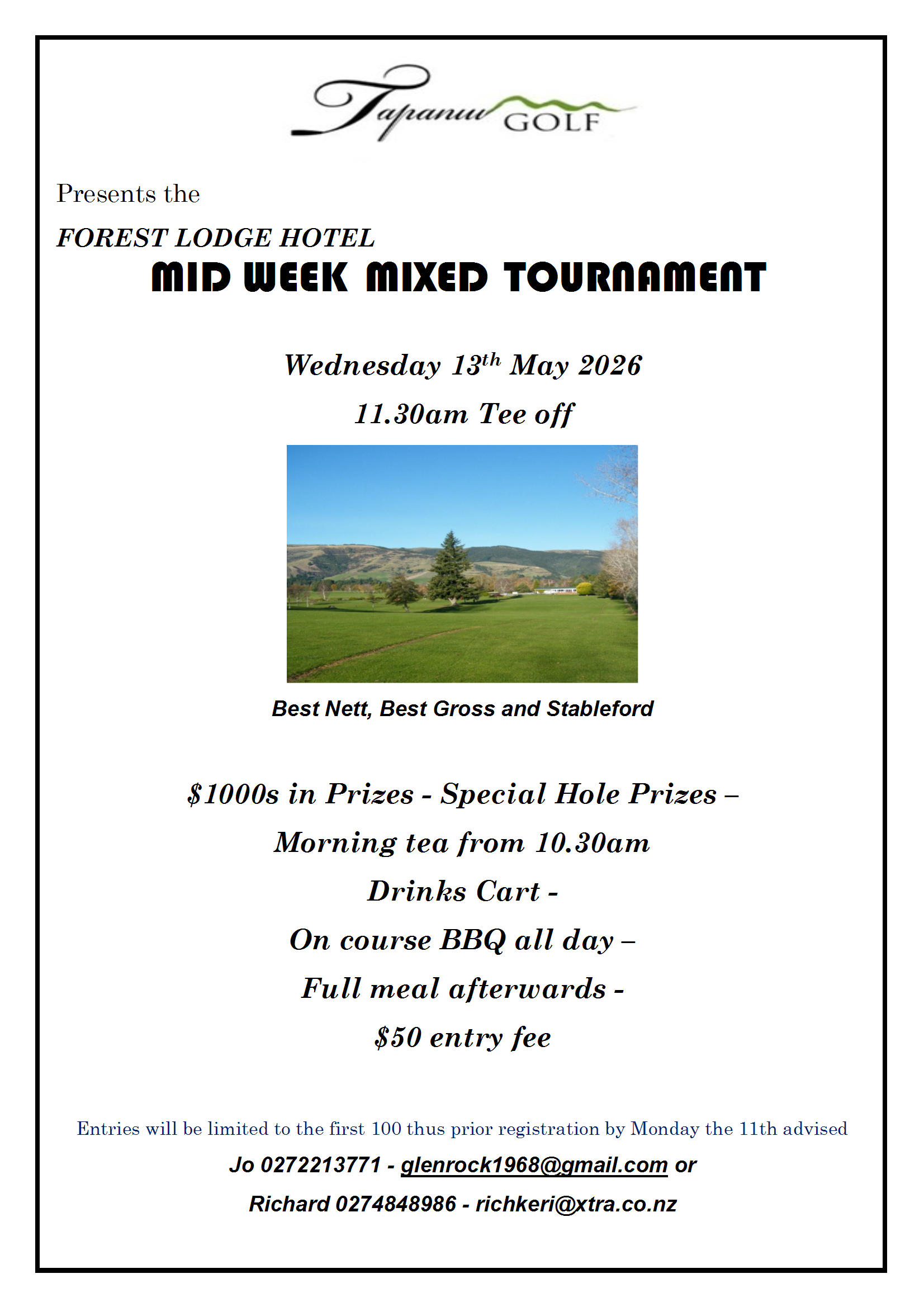 Tapanui Golf Mid Week Mixed Tournament