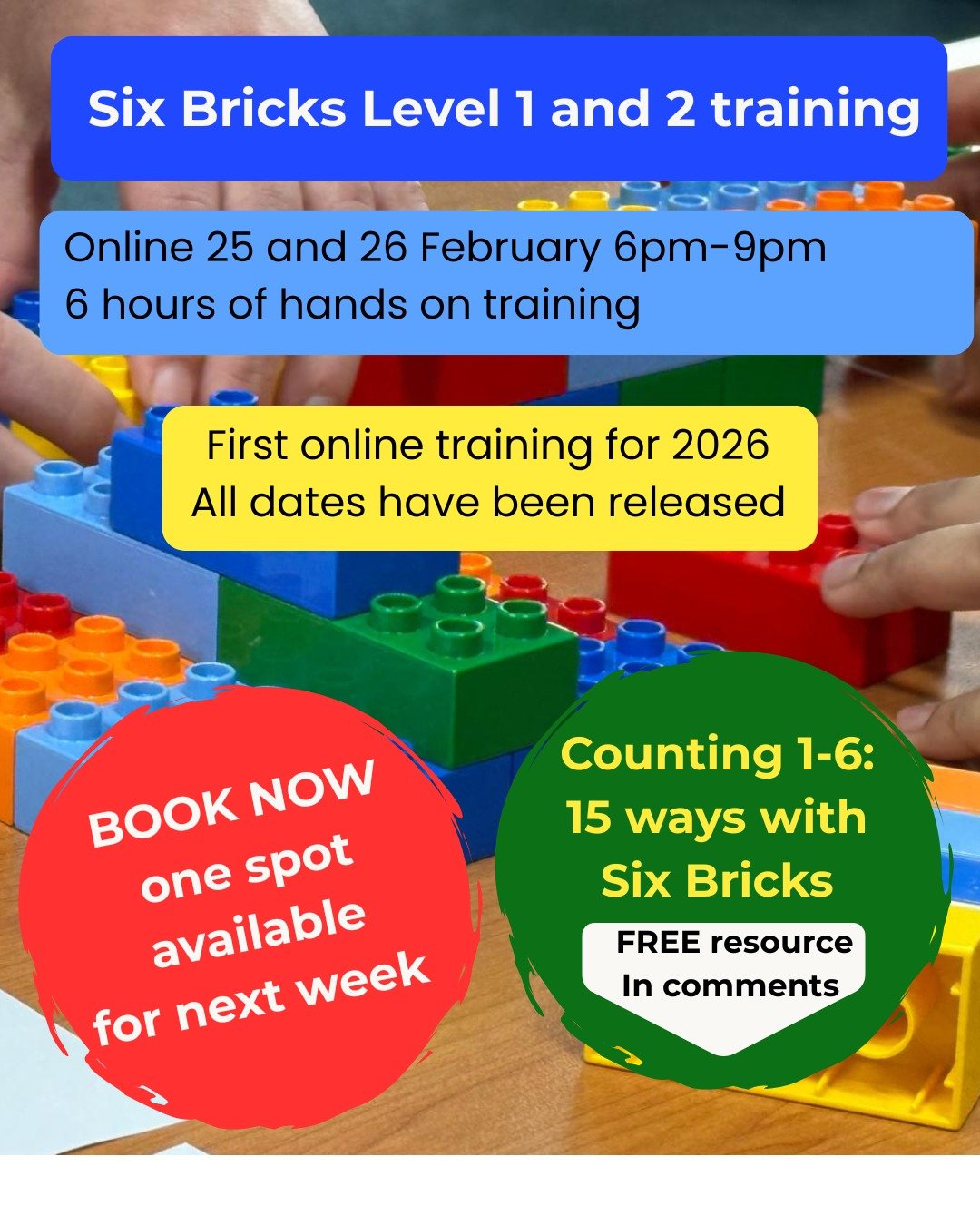 🧱 One space left.

Our first Six Bricks Australia Online Training for 2026 is next week &mdash; and there is just one spot remaining.

We were trained at the home of Six Bricks in South Africa with Care for Education and are certified to facilitate 