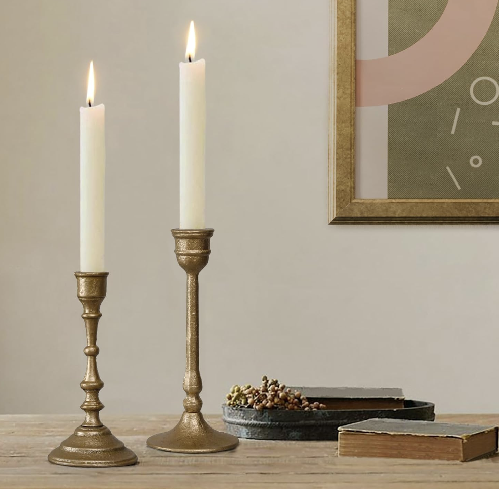  Iron Taper Candle Holder - Set of 2 Decorative Candle Stand 