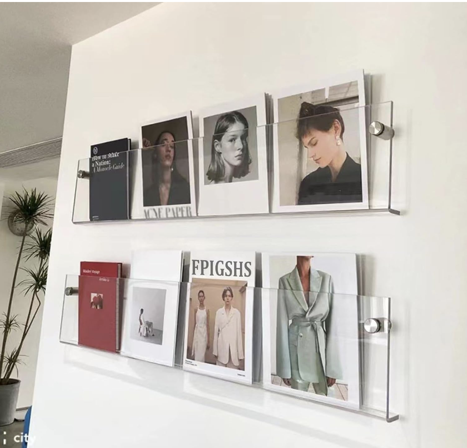 FPIGSHS 2 Pack- Acrylic Magazine Holder Wall Mounted