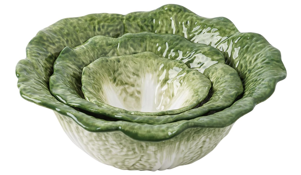  Green Cabbage Serving Bowl Set of 3 