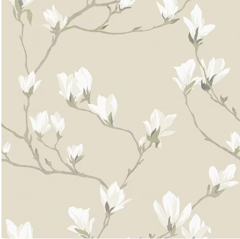 Magnolia Grove Natural Unpasted Removable Strippable Wallpaper