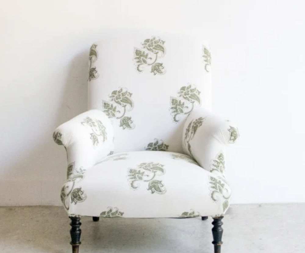 BLOCK PRINT NAPOLEON ARM CHAIR 