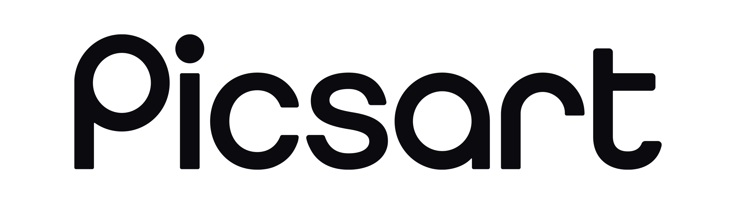 Black vectorized logo for the Picsart brand.