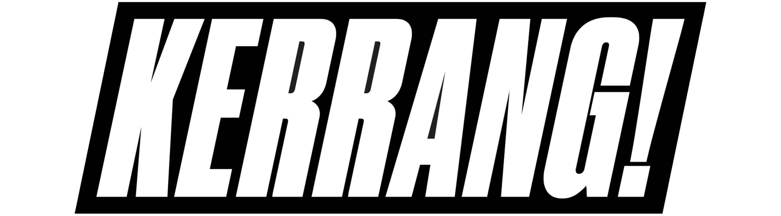 Black vectorized logo for the Kerrang! brand.