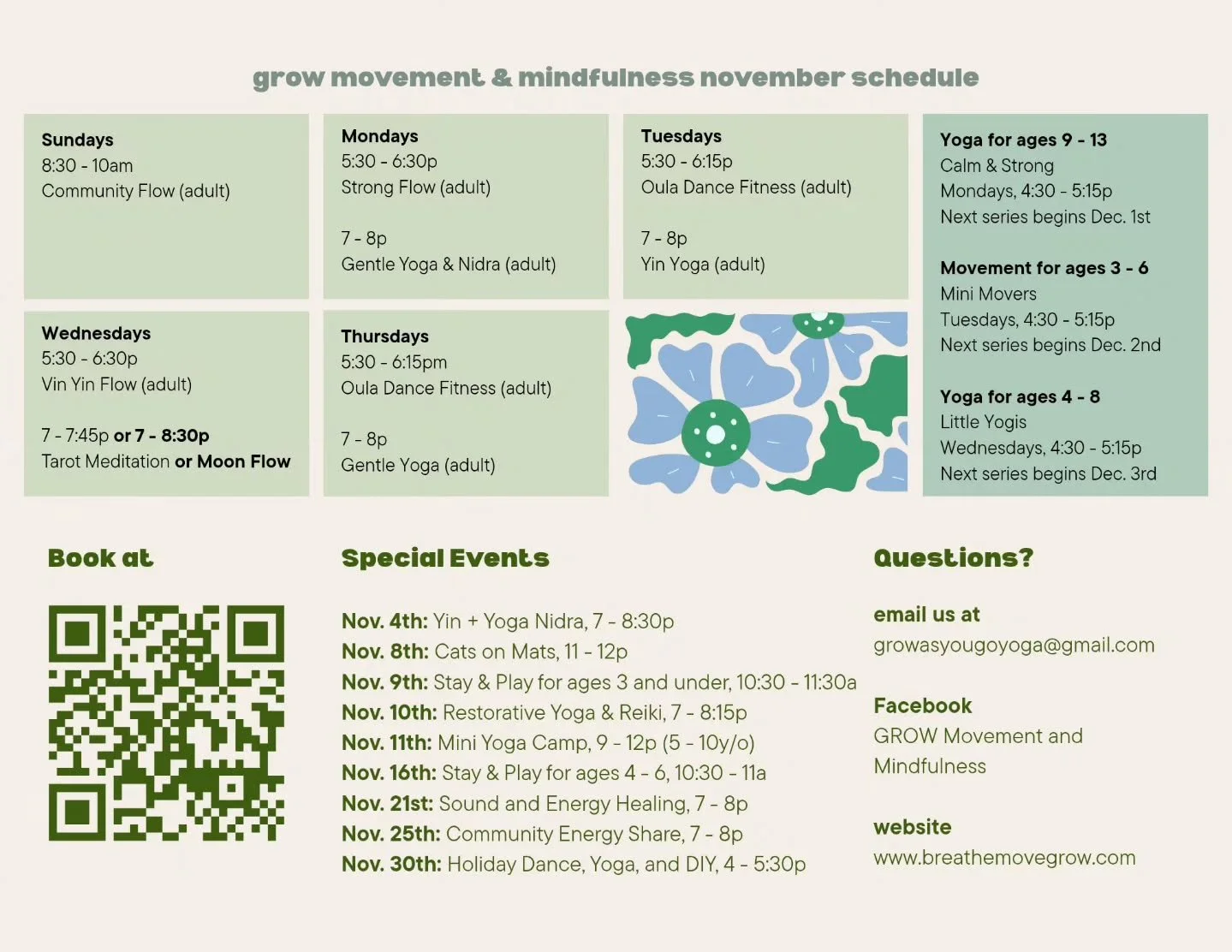 November at GROW 🌱✨️🍂

What do you wish was on our schedule? Is there a day, time, or class that you're dreaming of?
