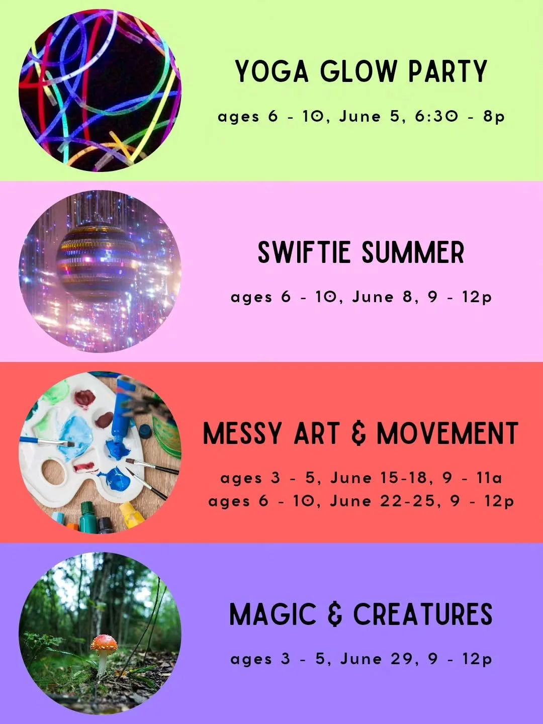 We want to help keep your kiddos moving, playing, and having fun all summer long!

Every camp and class we offer is intentionally planned and put together. You won't find busy work, a boring moment, or a single screen here!

You will find us
💫 encou