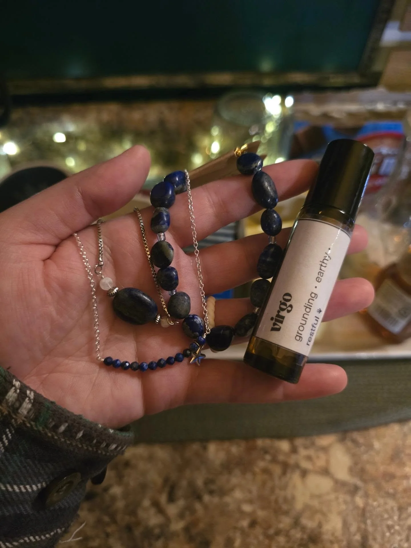 Virgo season's ended, but if you wanna carry some of its grounding, restful, organized energy with you... 

or if you're a September baby... 

or you just really like Lapis (🙋&zwj;♀️)... 

we have handcrafted bracelets, necklaces, and essential oil 