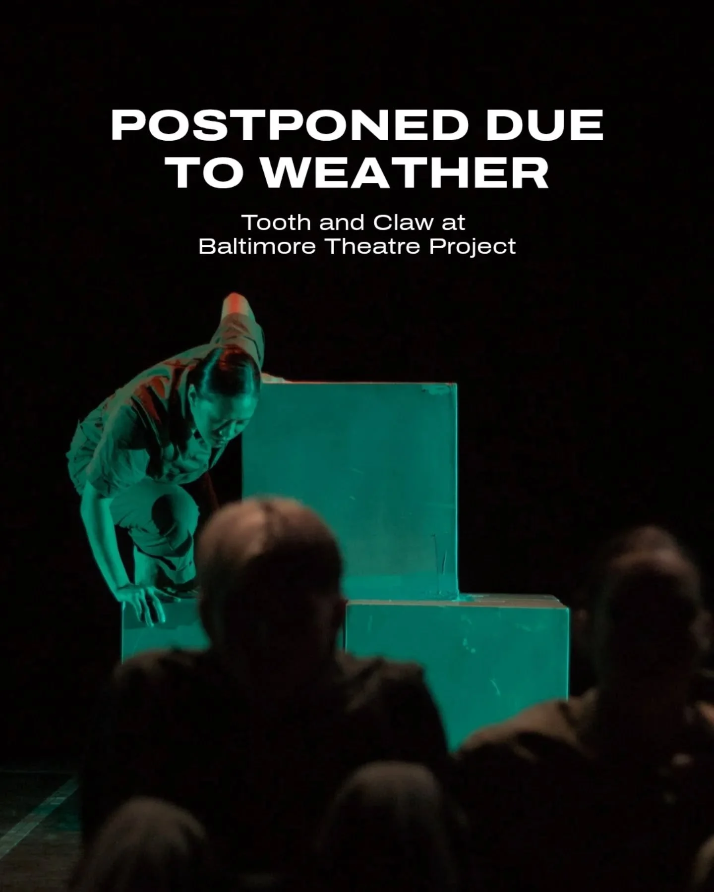 Say it ain't snow 😔

GRIDLOCK Dance and Baltimore Theatre Project have made the decision to postpone the upcoming performances of Tooth and Claw due to weather.&nbsp;

We're feeling pretty bummed, but our top priority is always the safety of the cas