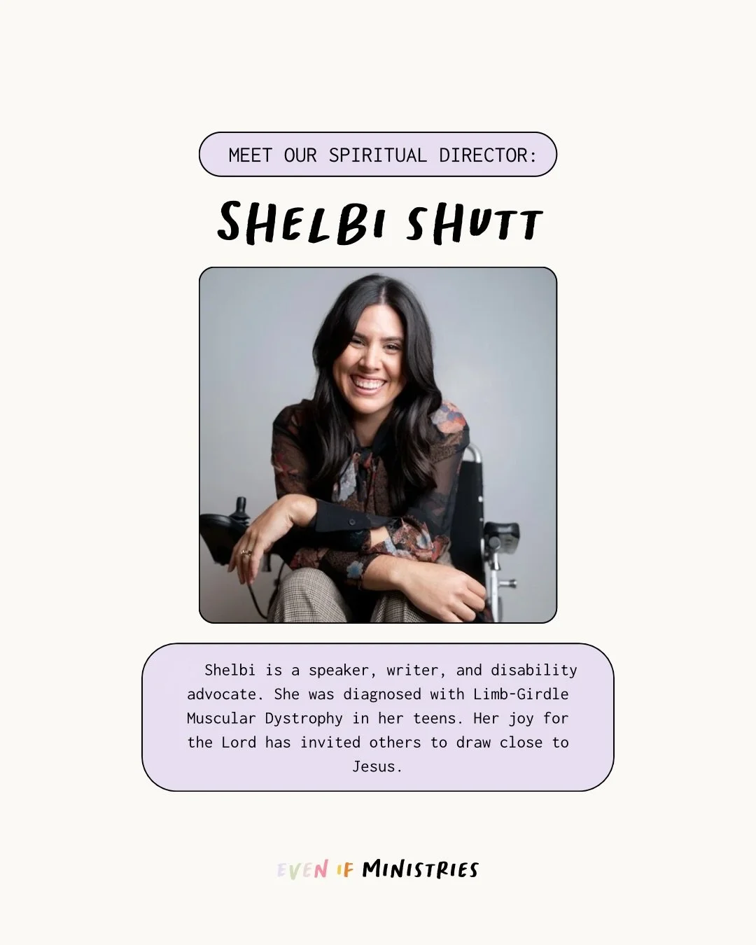 This is Shelbi, Even If&rsquo;s Spiritual Director✝️

We&rsquo;re so blessed by Shelbi&rsquo;s heart and leadership on our team!

#faith #disability #jesus #biblestudy #ministry