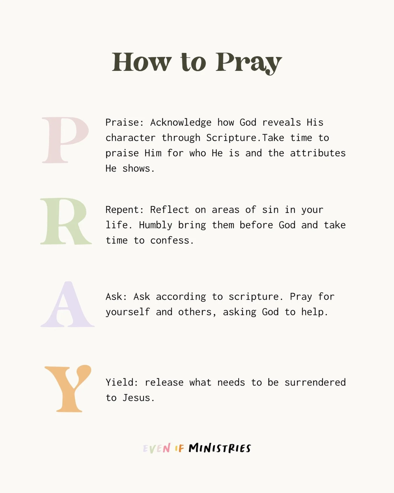 What better time to start praying than National Day of Prayer?!🙏🏻

Prayer is a gift. As believers, we get to have direct access to the Creator of the Universe. The Creator of us! 

If you don&rsquo;t know where to start, this acronym helps you stru