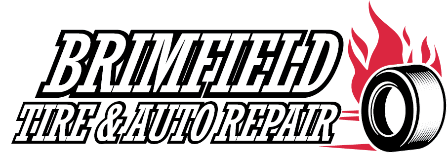 Brimfield Tire & Auto Repair logo with a tire and flames.
