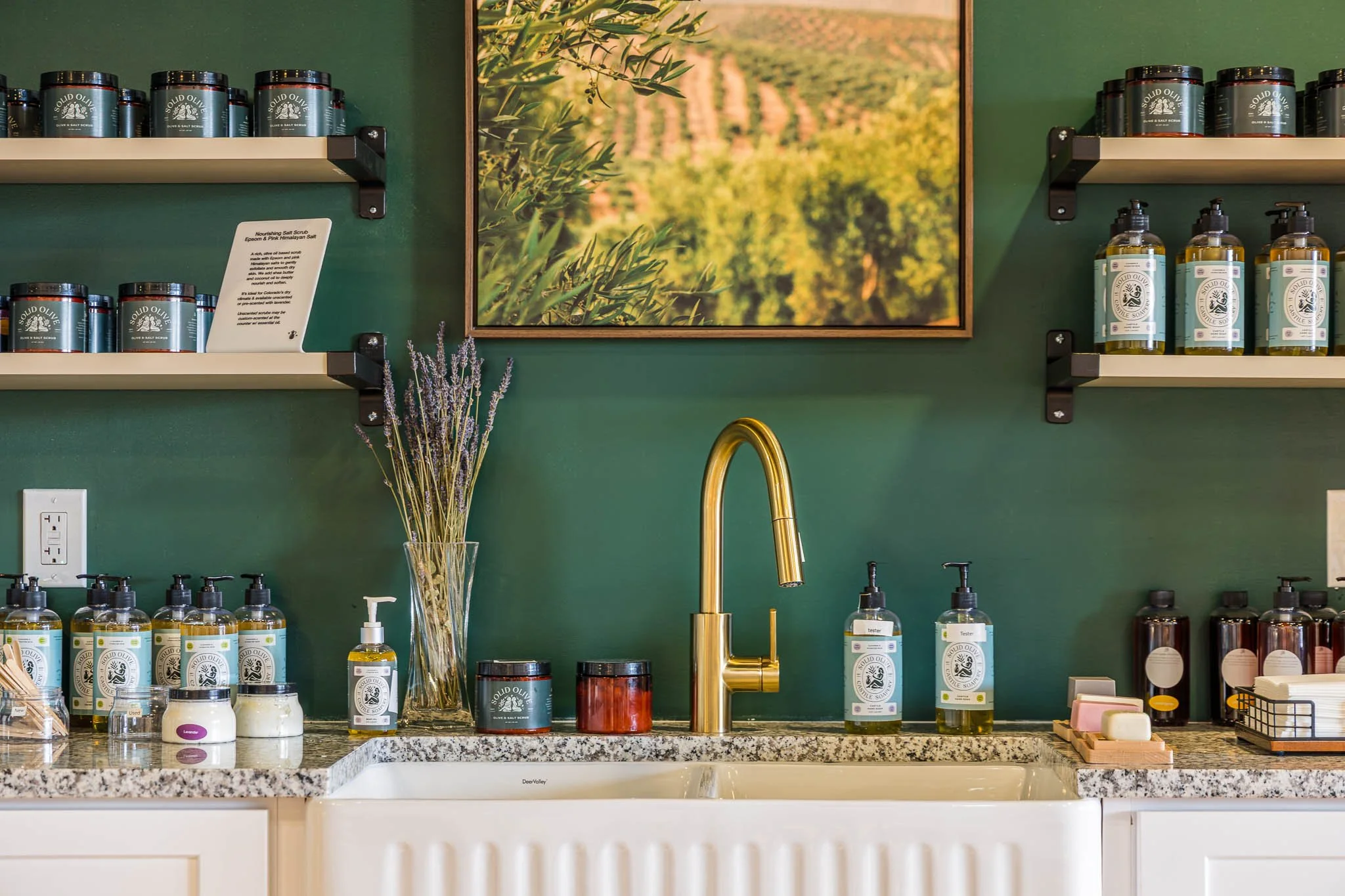handwashing basin in solid olive soap store