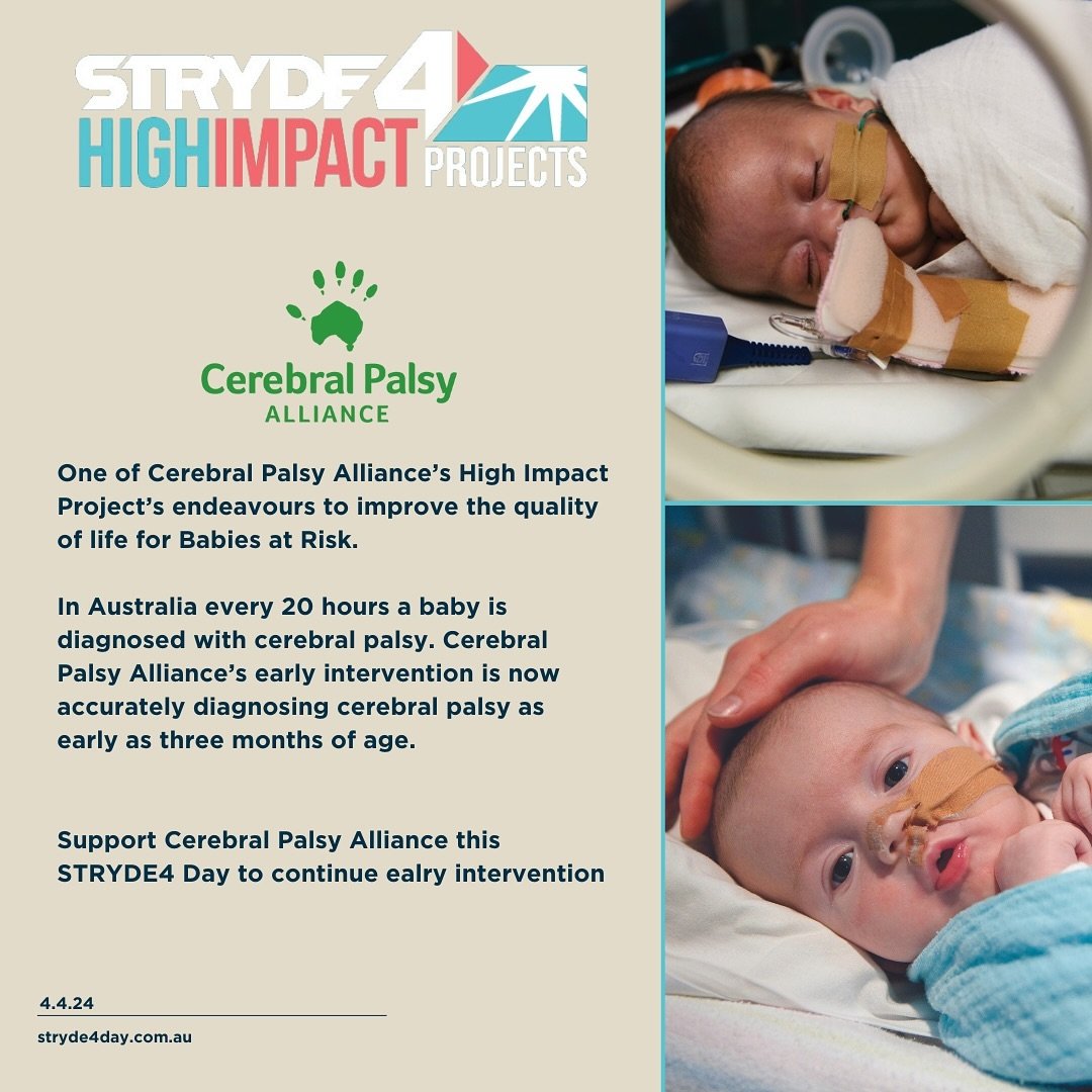 STRYDE4 Day is thrilled to highlight the incredible charities involved in our inaugural event.
@cpalliance (CPA) is one of those charities, making a profound impact on individuals living with Cerebral Palsy in Australia. 

Funds raised for CPA will s