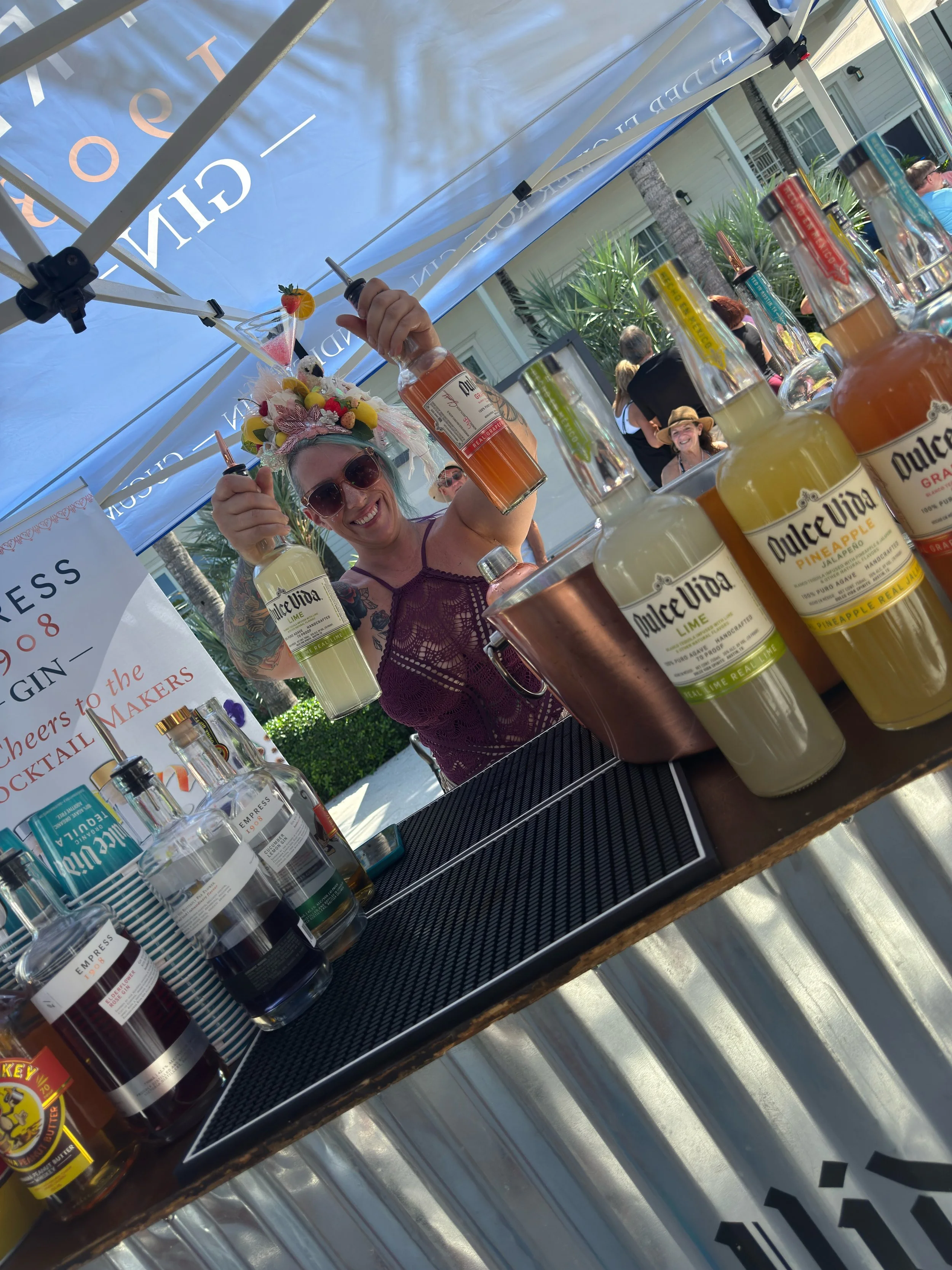 custom bar setup Dulce Vida tequila, Fantasy Fest promotional event, bar staffing for brand promotions