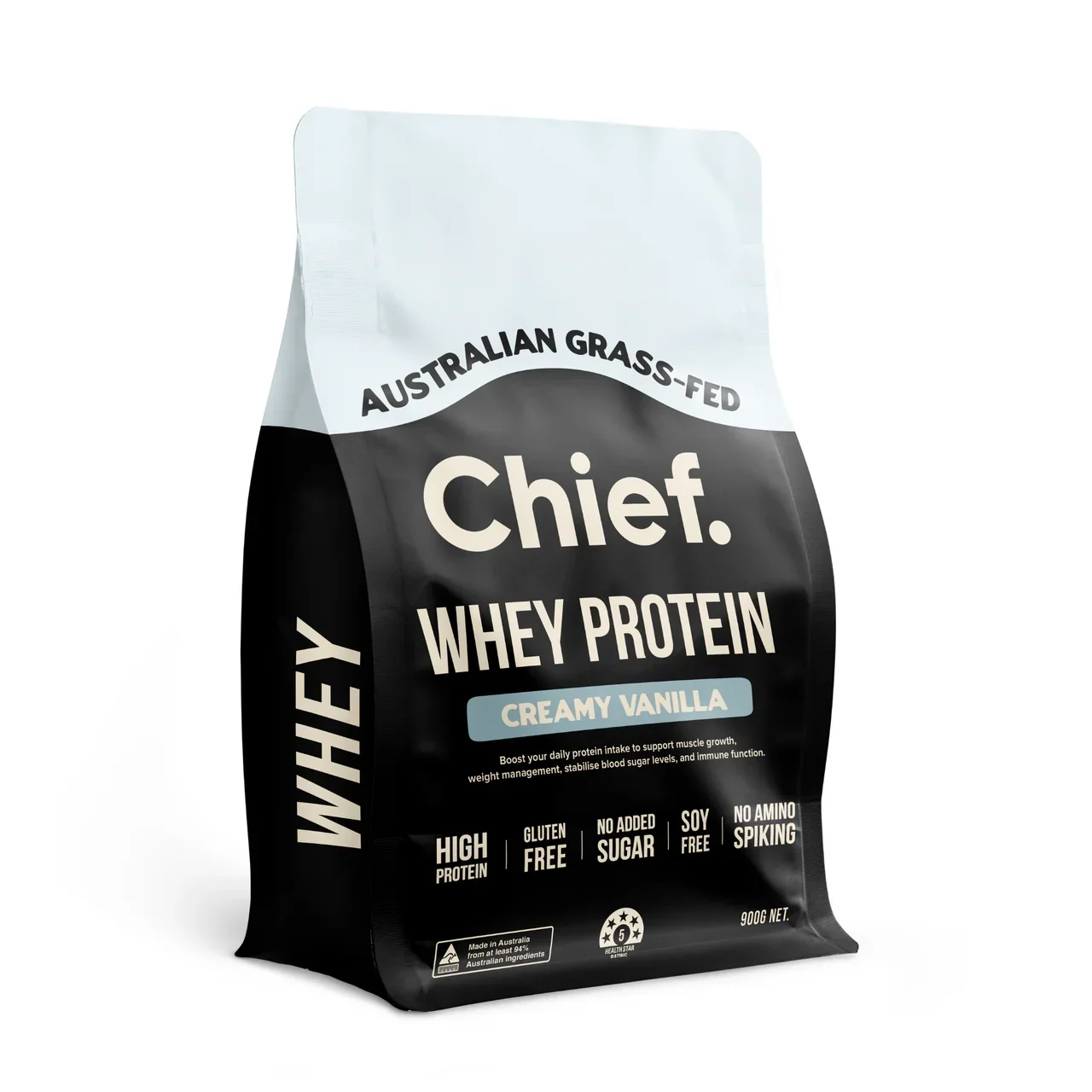 Chief Grass-fed Whey Protein Powder - Creamy Vanilla (30 serves)