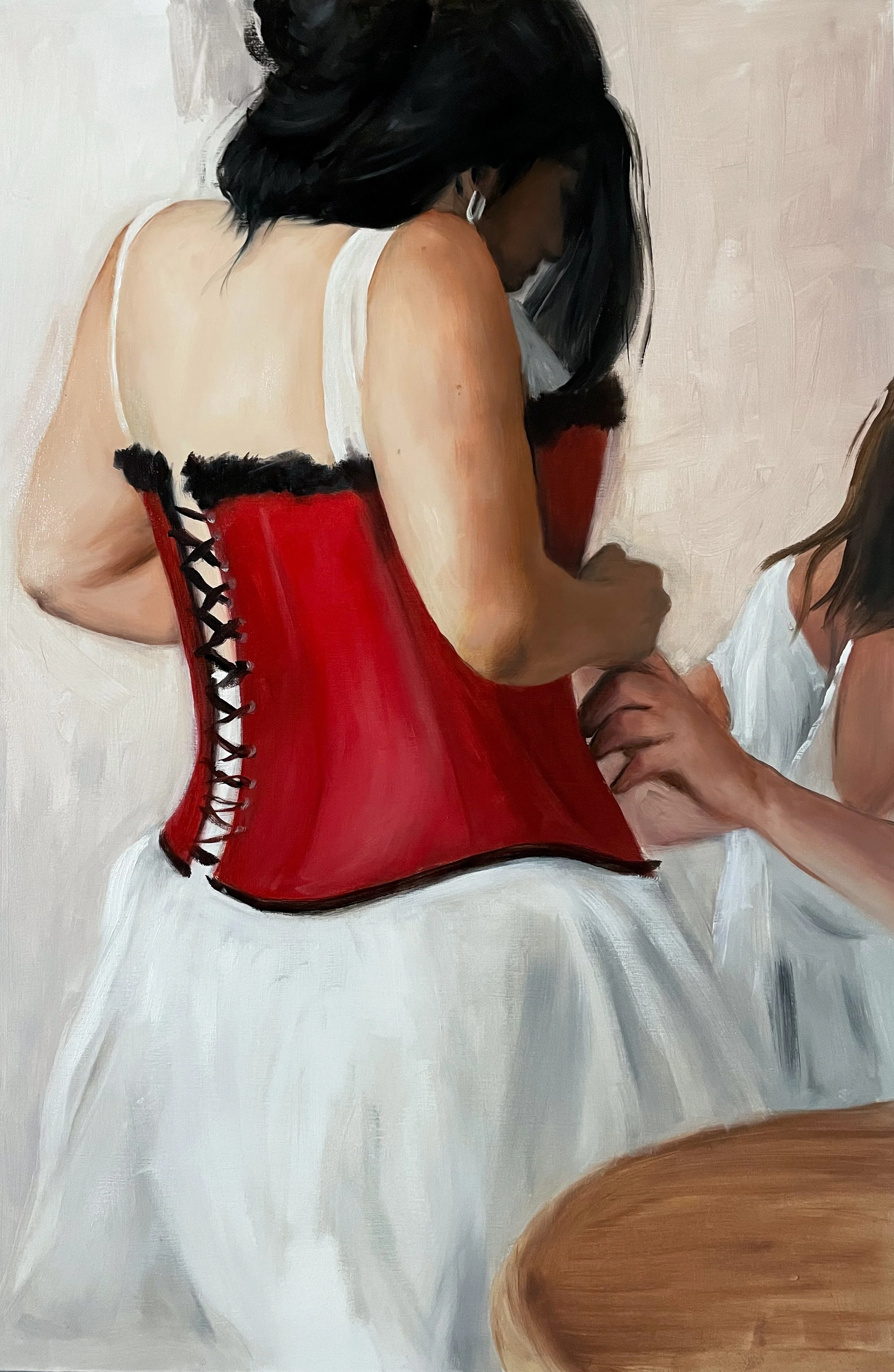 Red Corset 2#, Oil on Wood, 60x40 cm