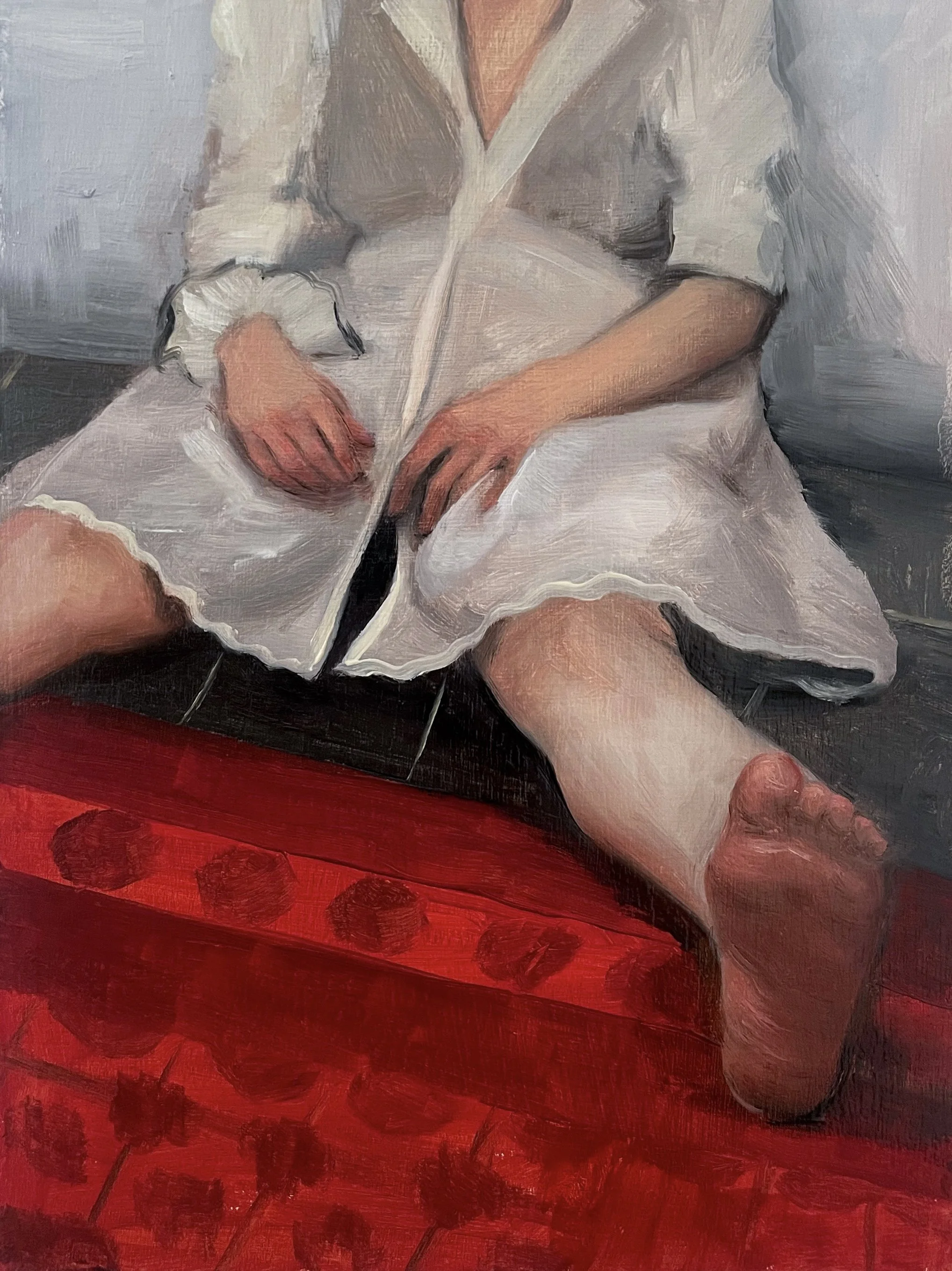 Against the Wall, Oil on Wood. 20x15 cm