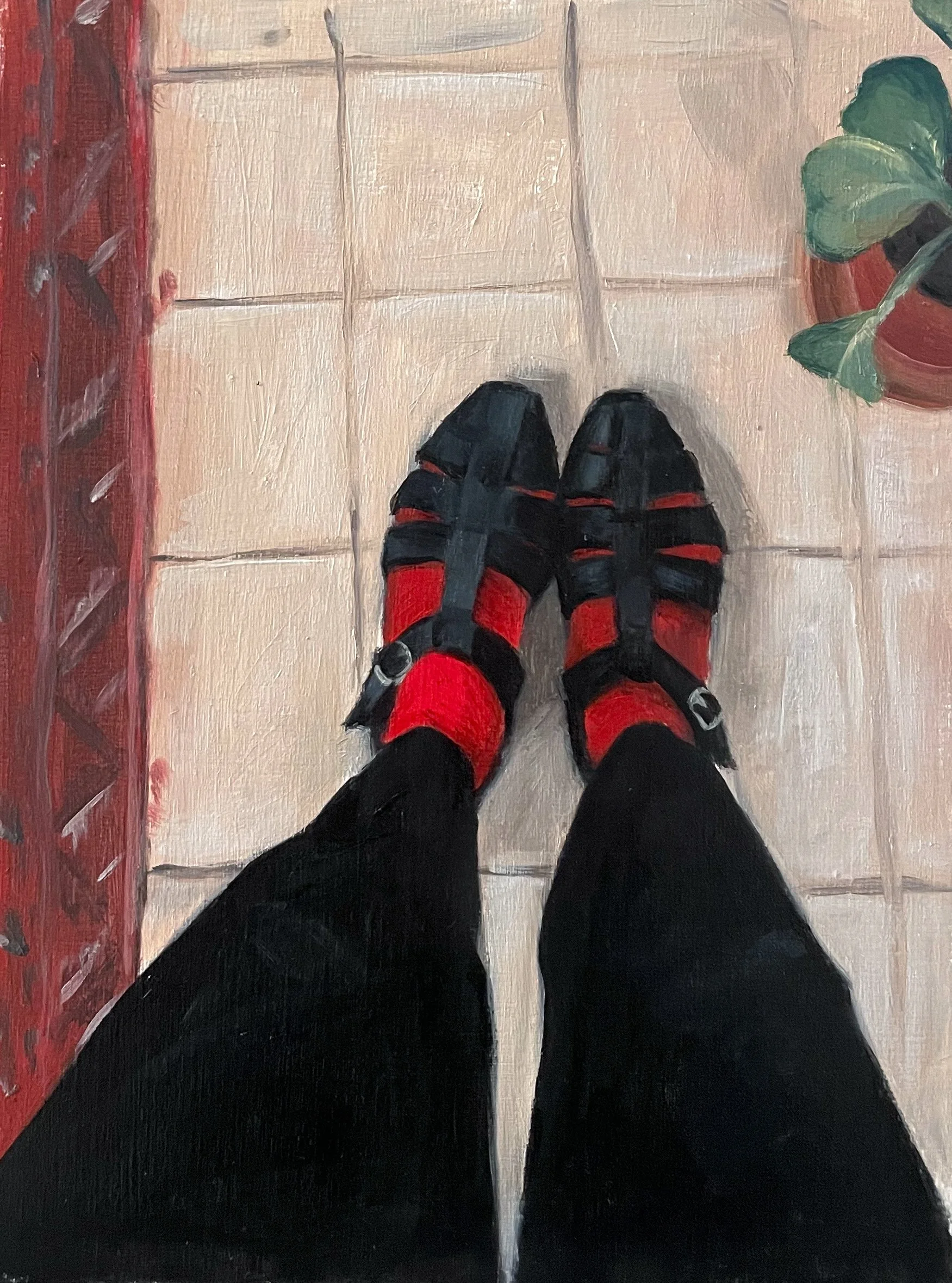 Socks and Sandals, Oil on Wood, 20x15 cm