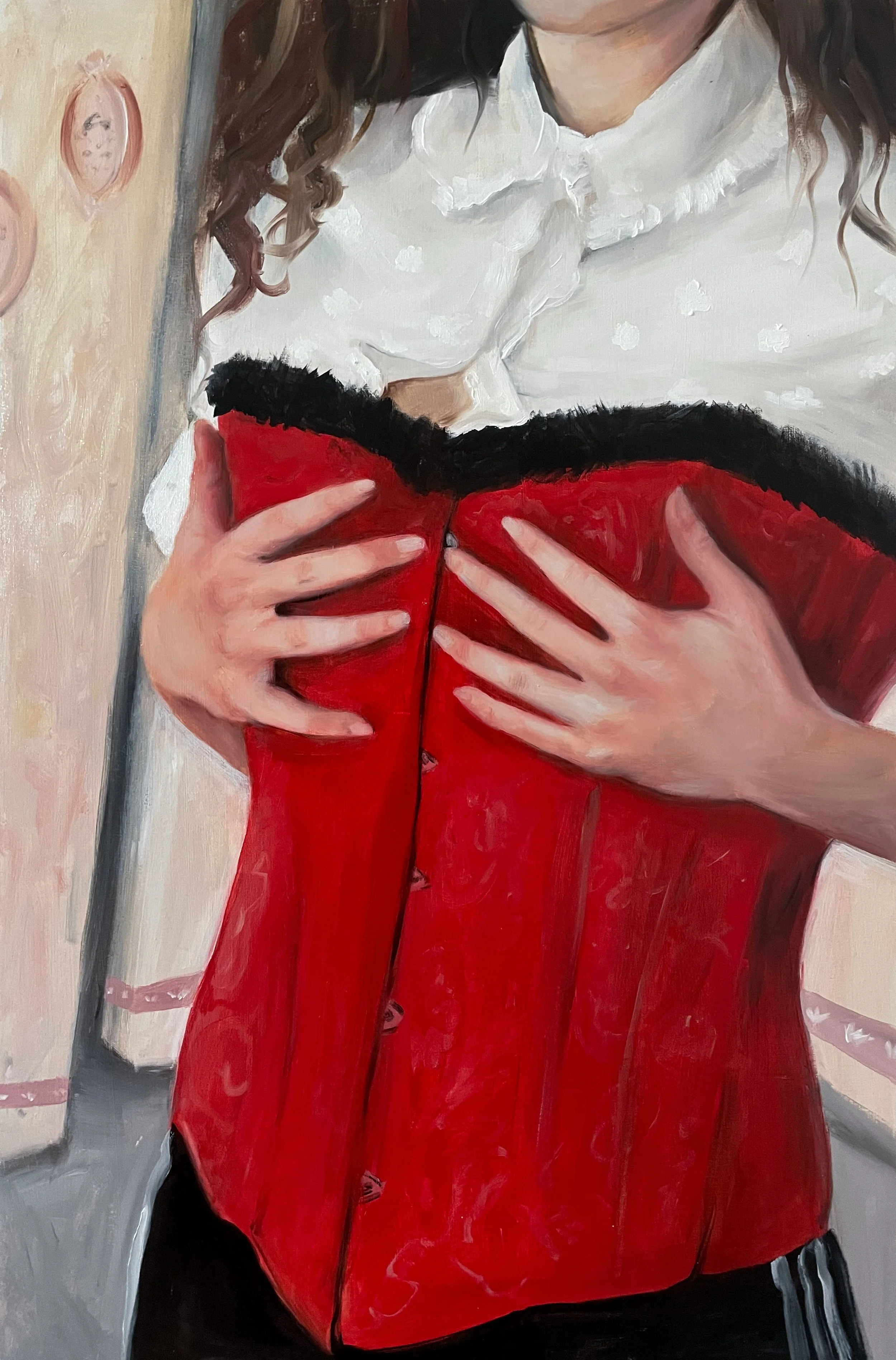 Red Corset 1#, Oil on Wood, 60x40 cm 