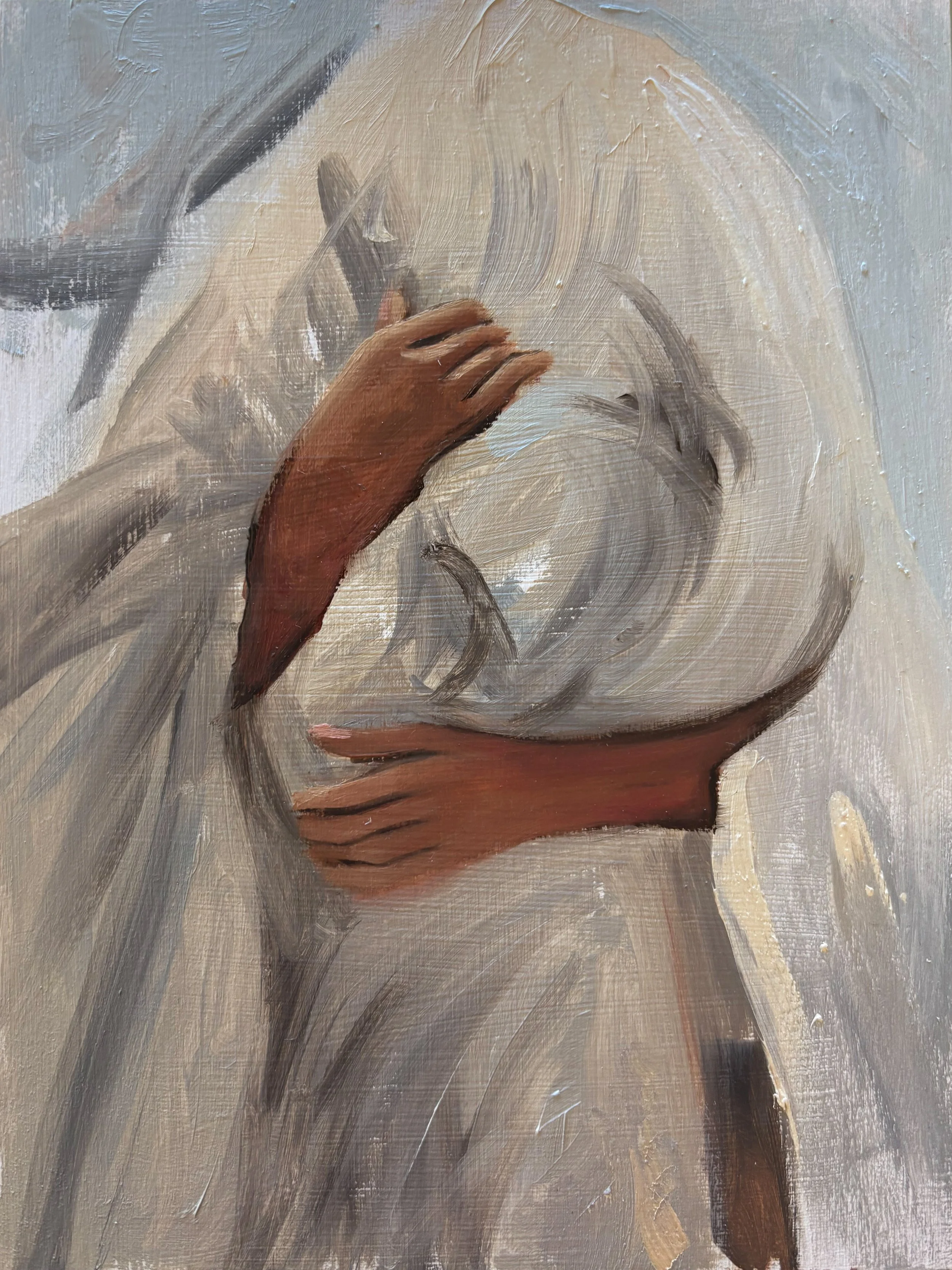 Blanket, oil on wood, 20x15 cm, 2025