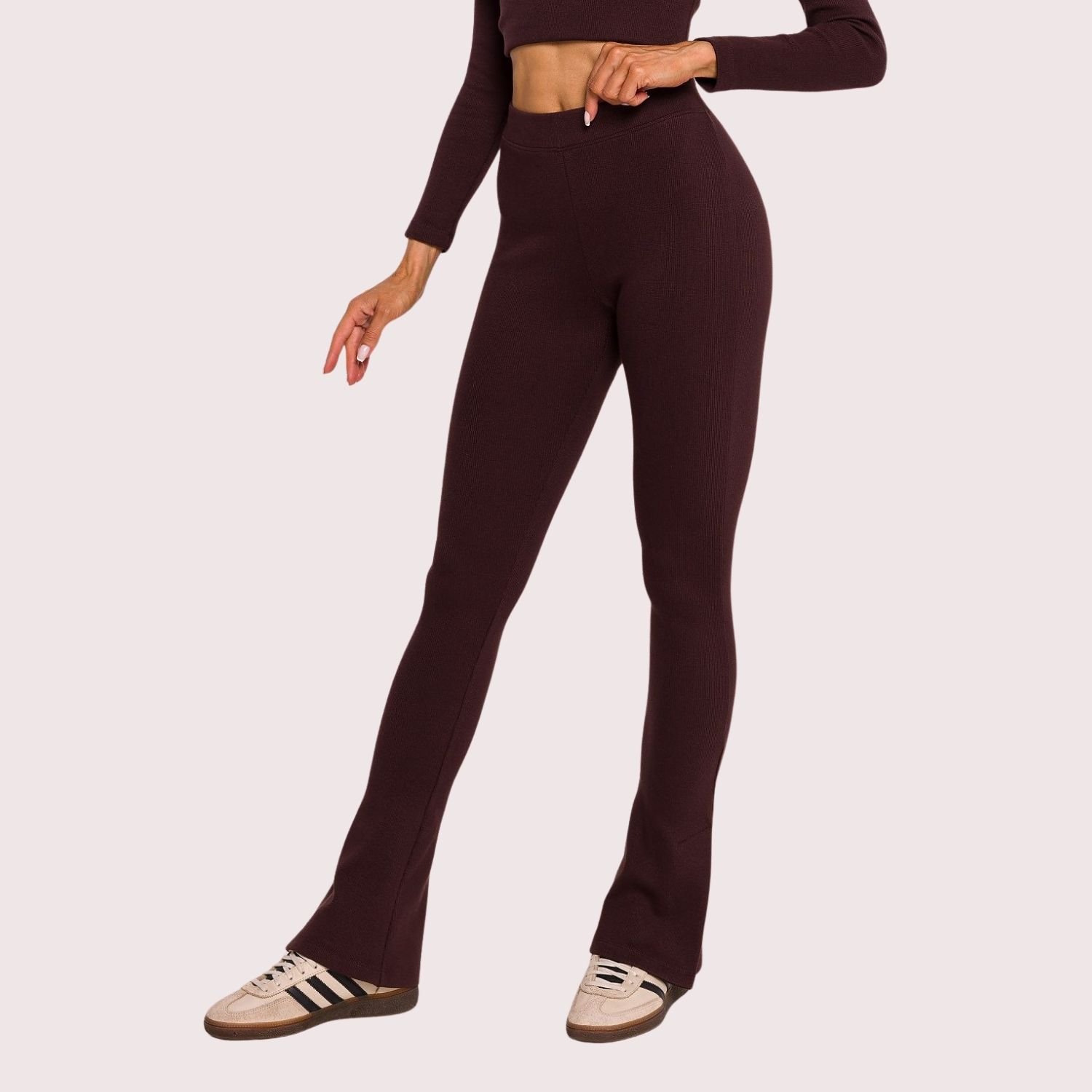 Leggings gerippt Damen weich aus Baumwolle