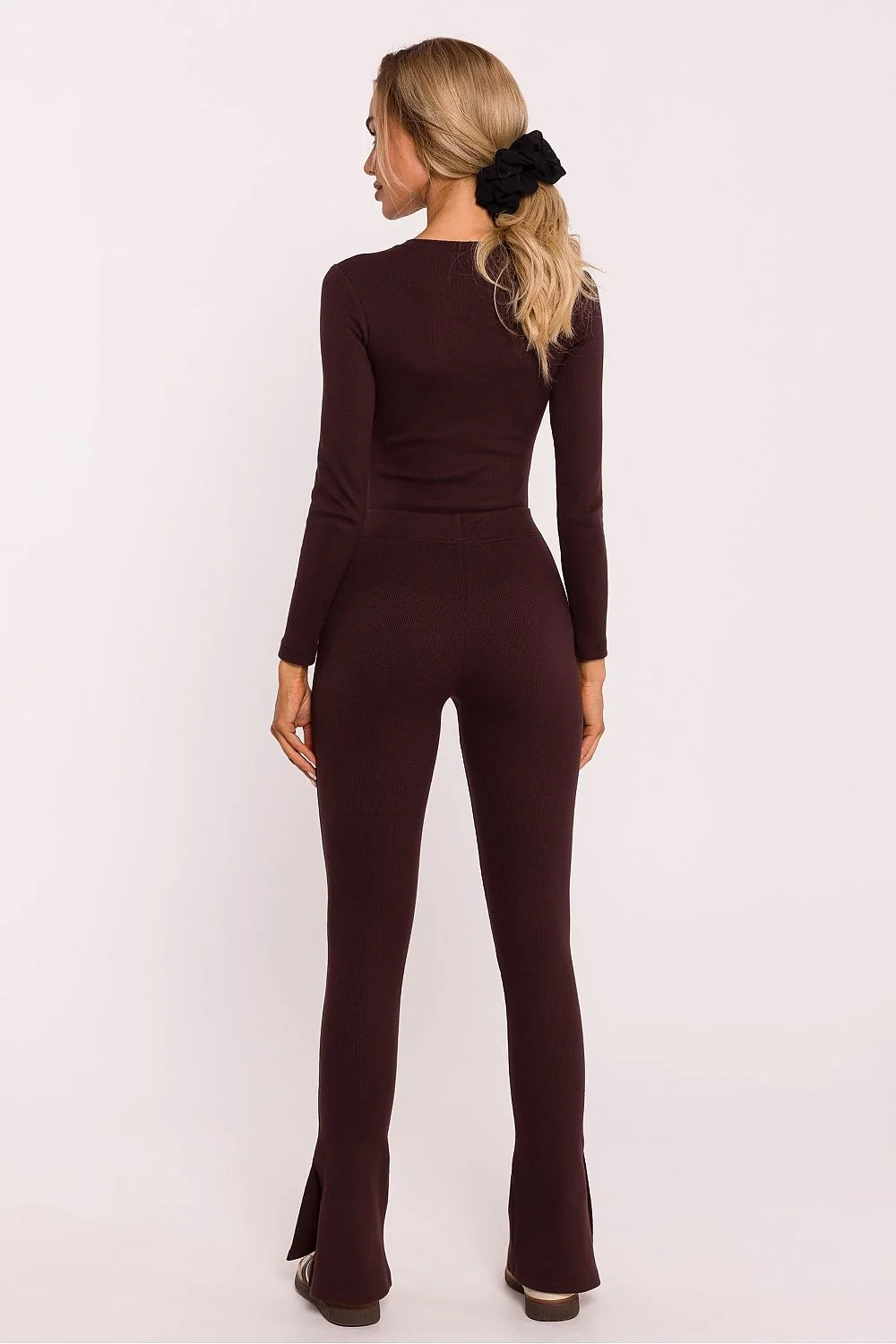 Gerippte Leggings Braun hergestellt in Europa