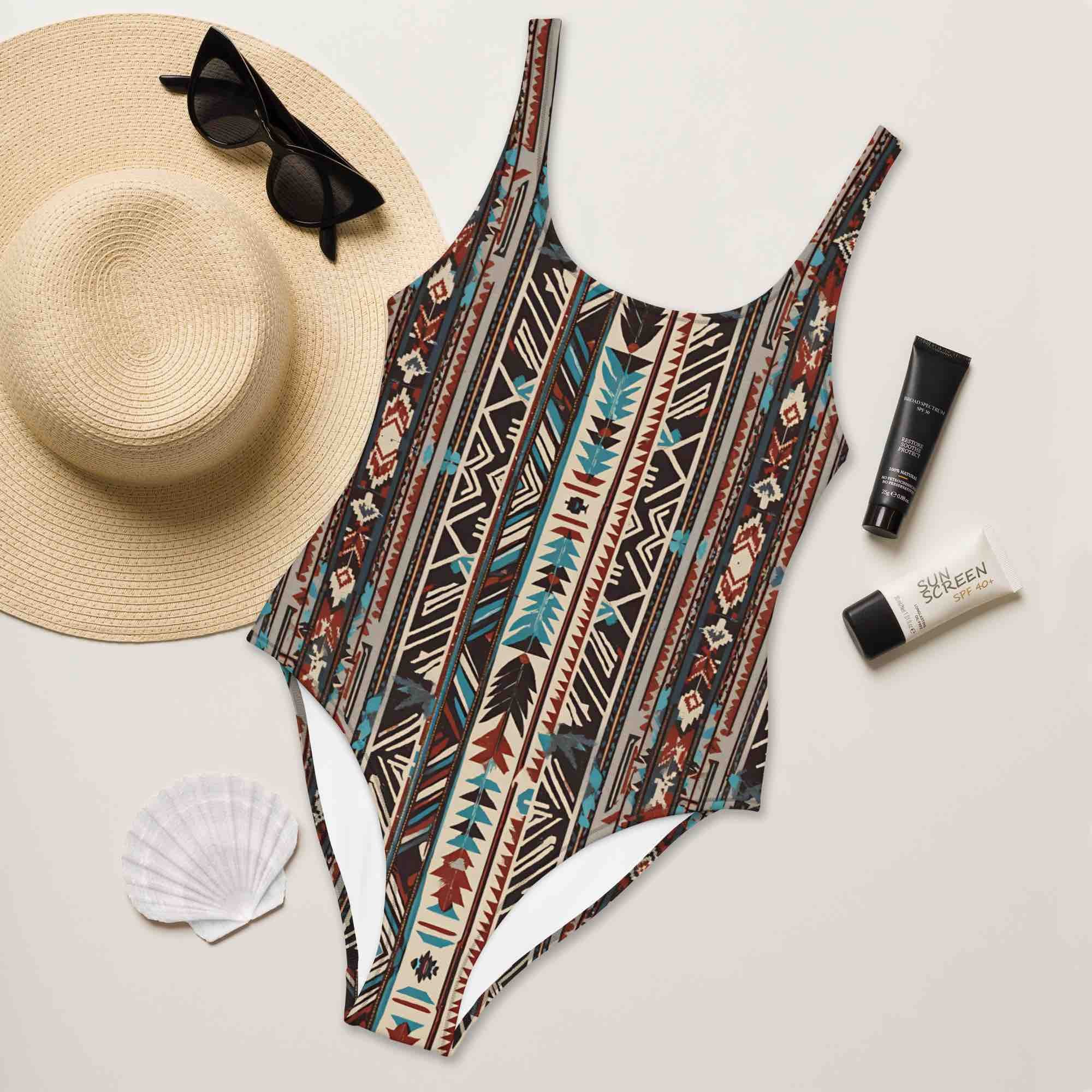 One Piece Swimsuit "Boho Natives" für Damen, chlorresistent und hochwertig.