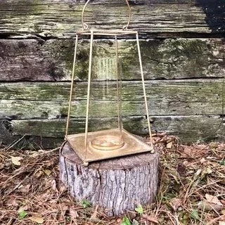 Gold Barred Lantern w/ glass insert