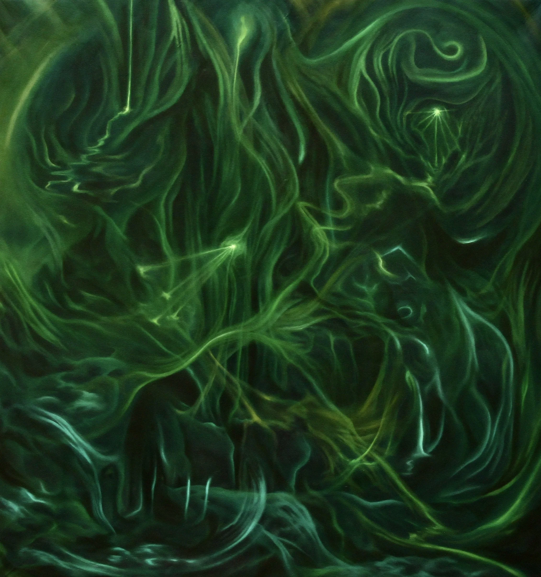 The Emerald Shadow Realm, 2022, oil on canvas, 170 x 180 x 3.5cm