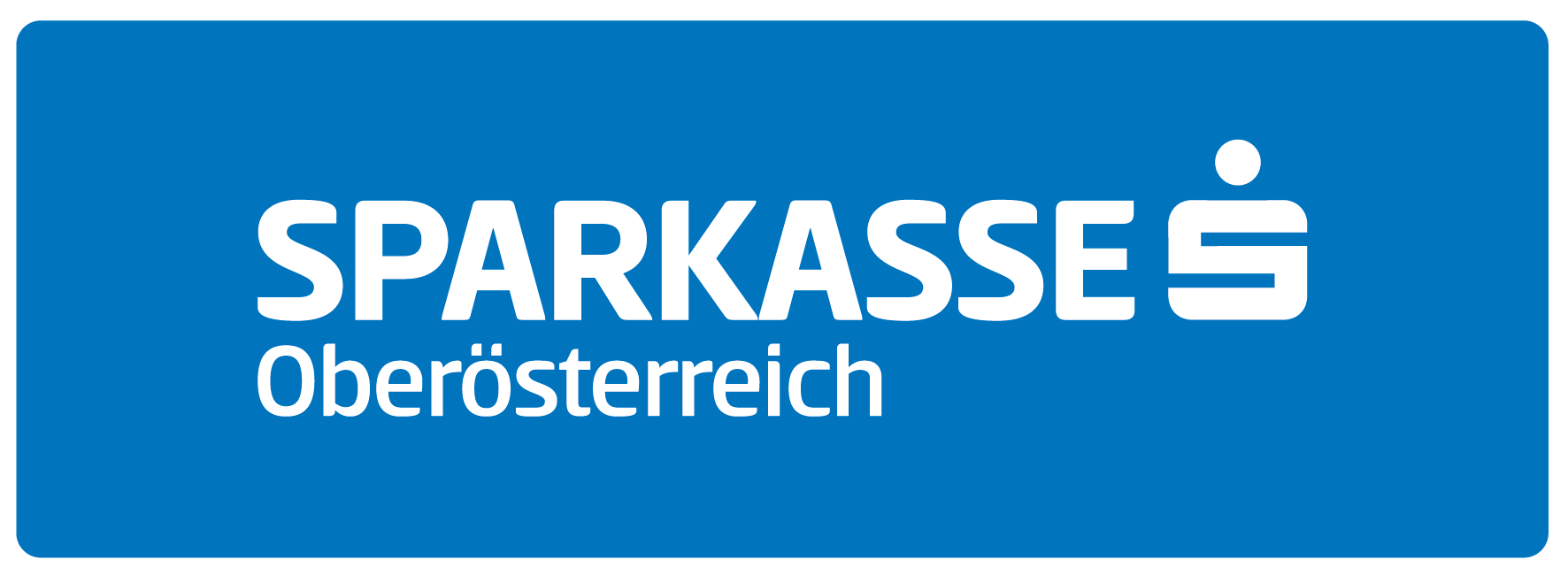 Logo der Sparkasse Oberösterreich, blauer Hintergrund mit weißem Text.