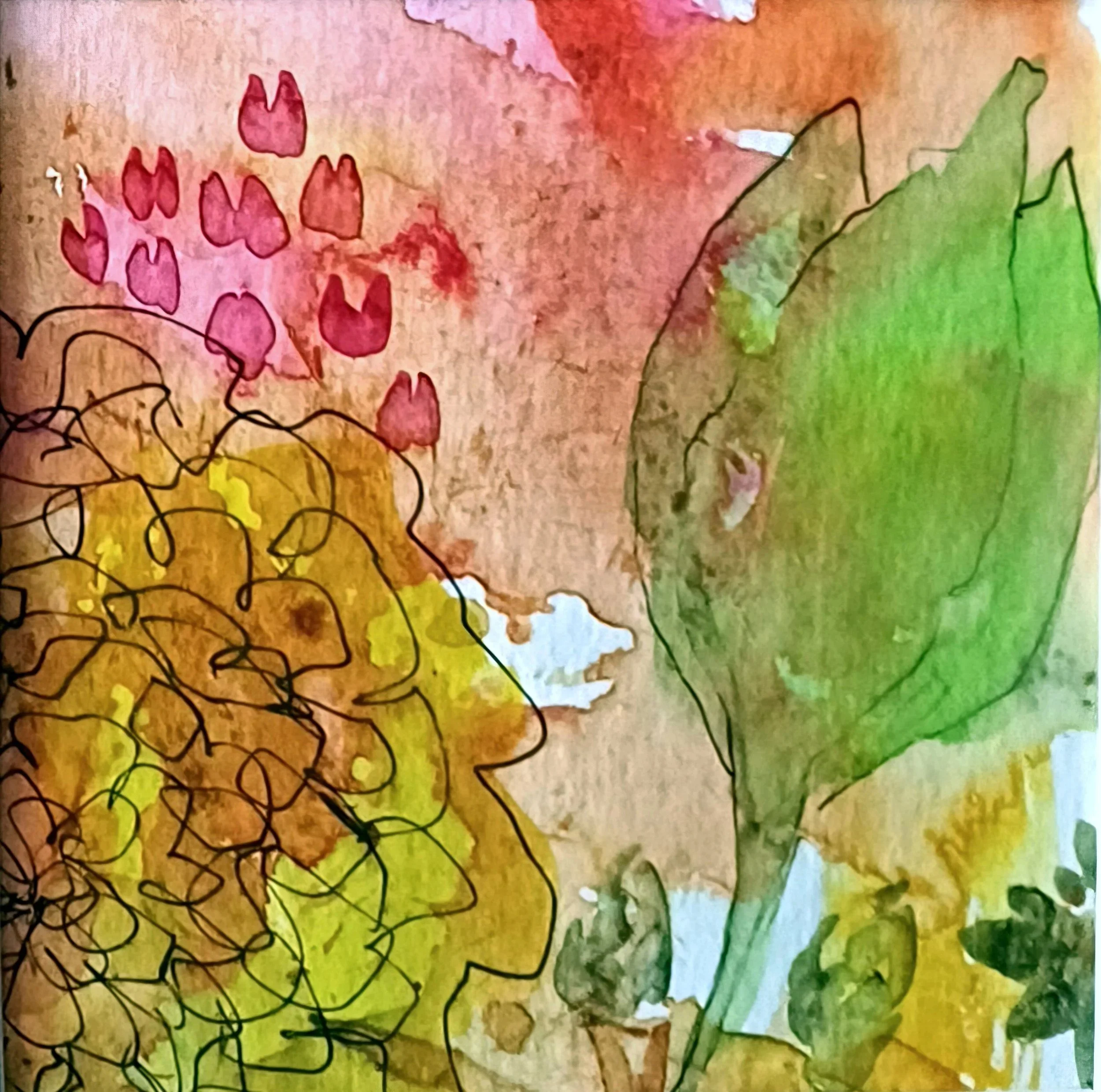 Chrysanthemum garden No.1
5x5" watercolour, ink and pen
one of a set -  £40.00 for set