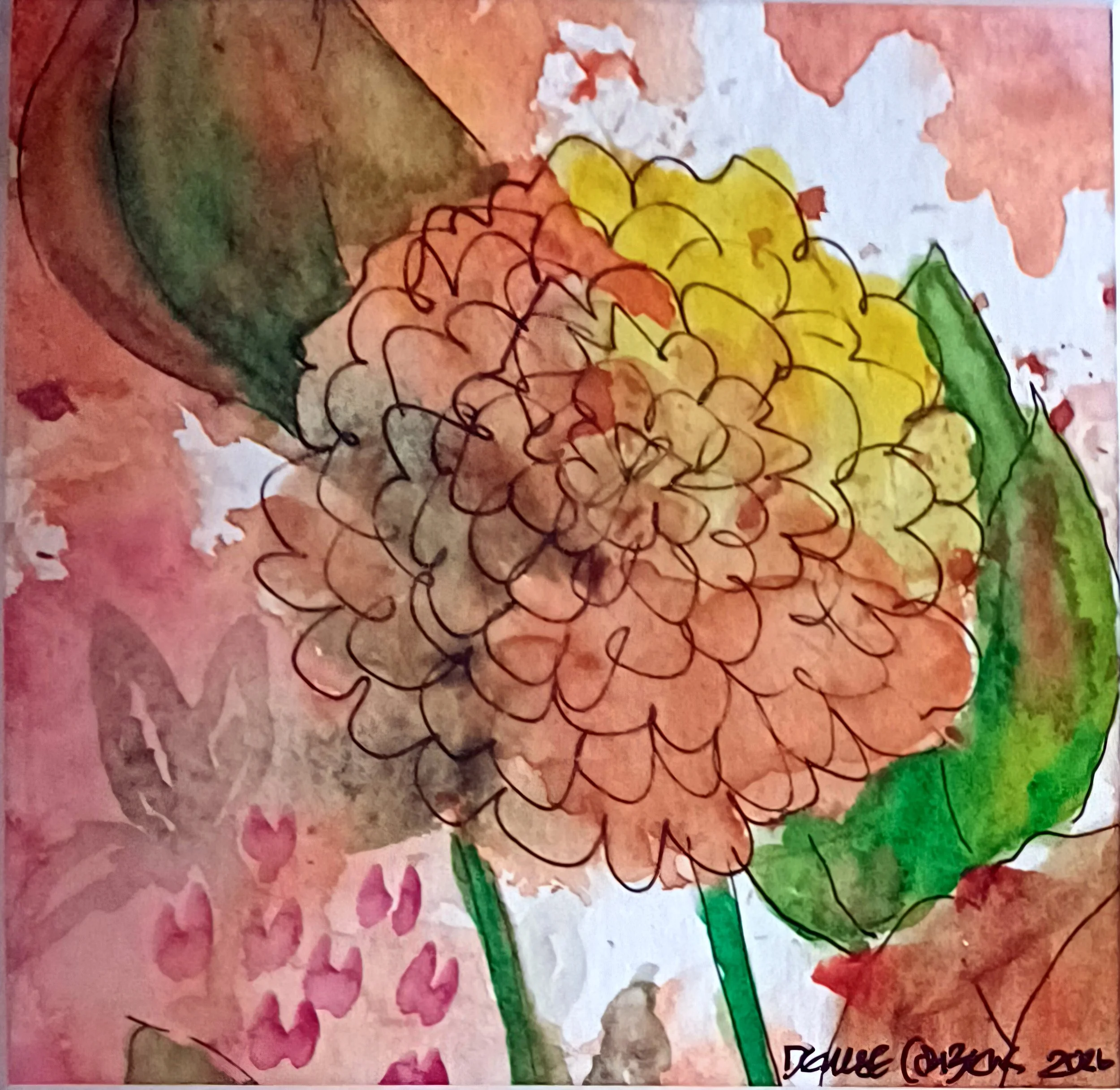 Chrysanthemum garden No.3
5x5" watercolour, ink and pen
3rd of set £40.00 for set 