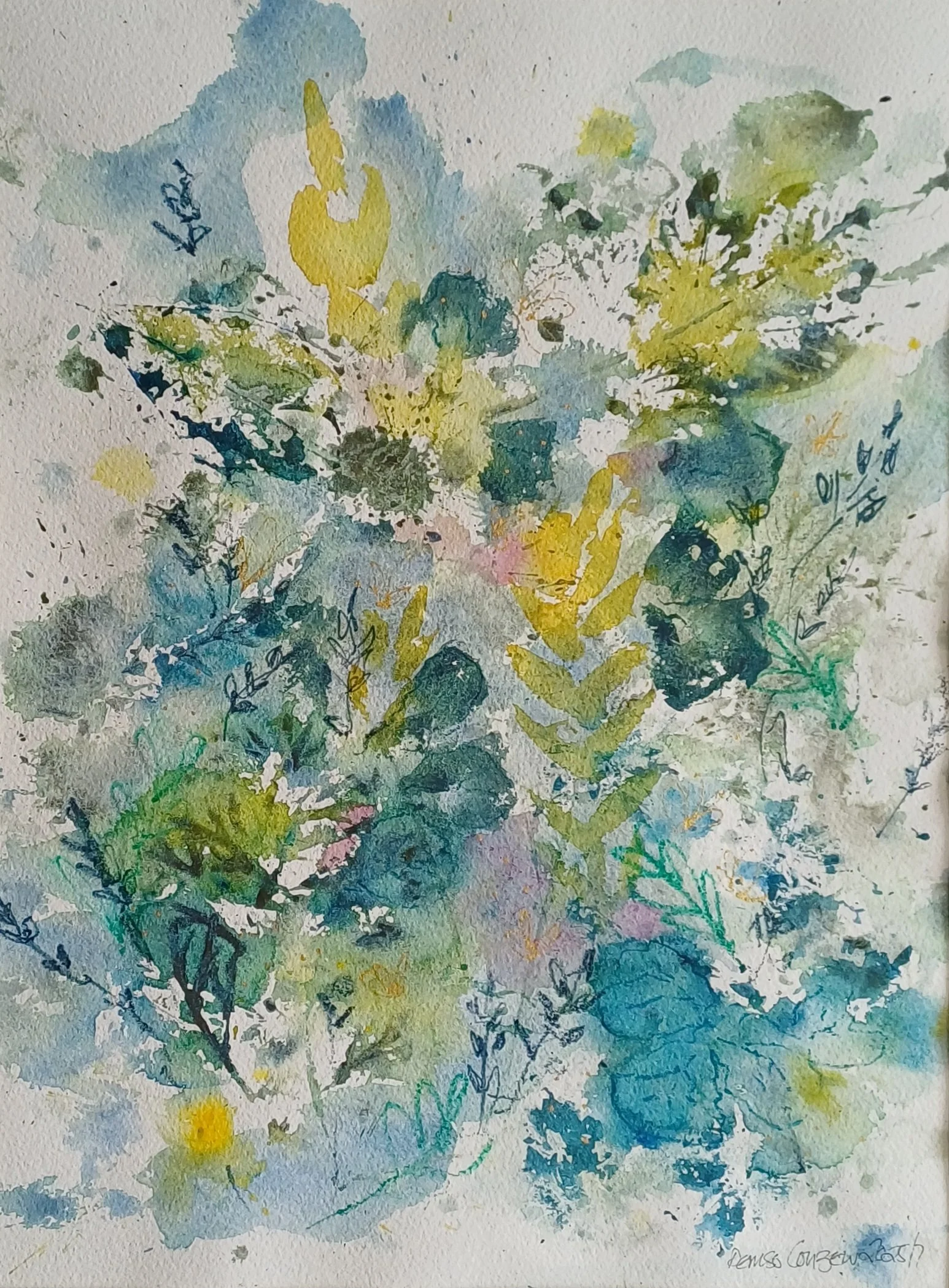 "Its been a busy month"
abstract floral watercolour
16 x 20" £120 + postage (UK)
