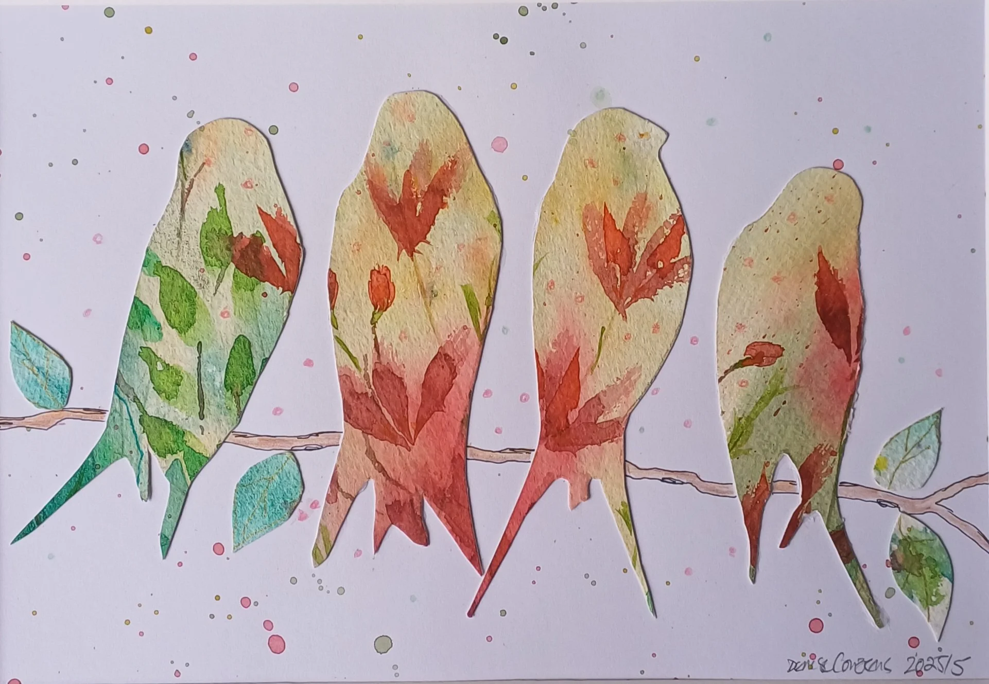 Collage of birds on a branch. 
10x12"  £38.00