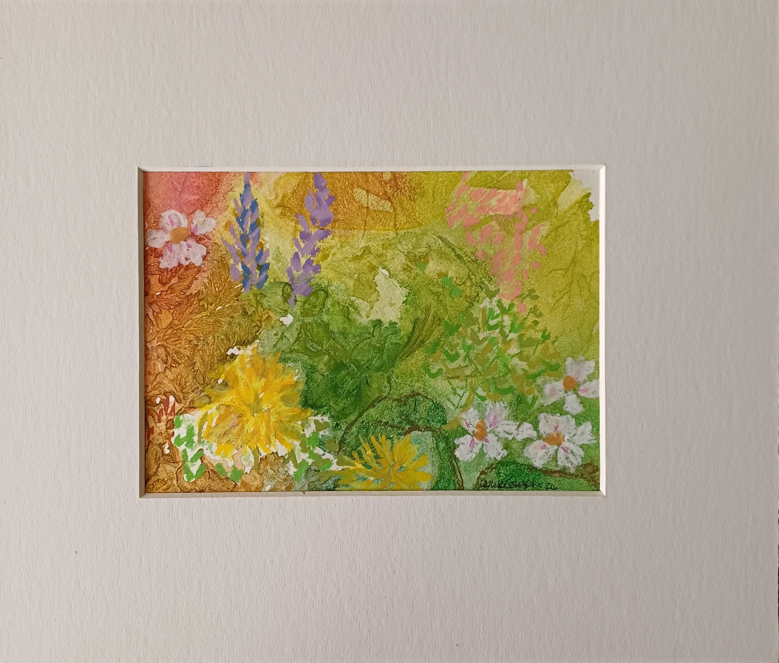 The view beneath my feet  14 x 11"
£100.00 
immerse yourself in the flowers that grow on the grass verges and edges of hawthorne hedges.  Small is beautiful. 